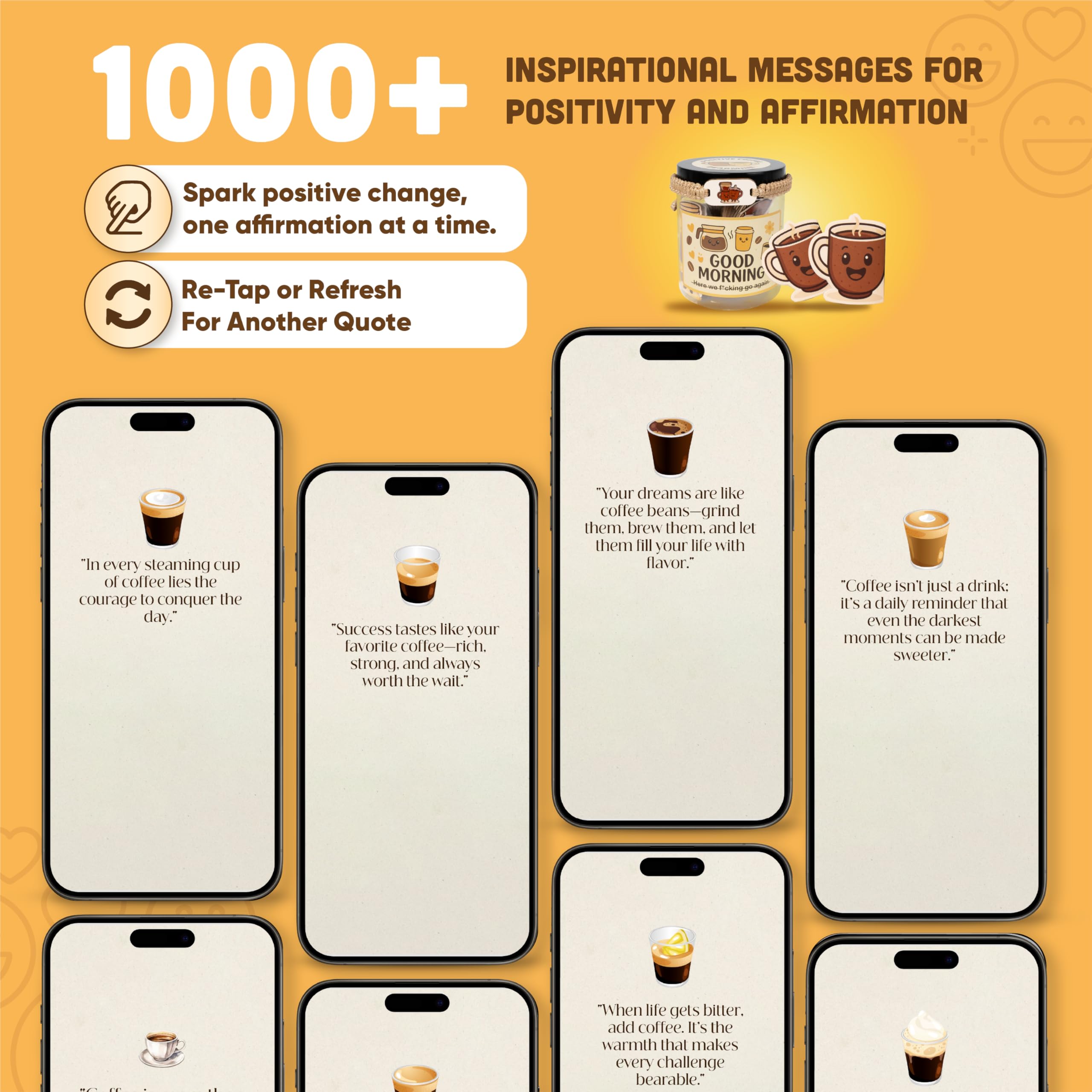 60 Positive Coffee Cards Jar, Coffee Gifts For Women and Men, Pour Over Coffee Maker Card, Coffee Gift Set, Coffee Lover Gifts for Women, Men, Dad And Mom, Coffee Gifts, Coffee Gifts For Men, Dad