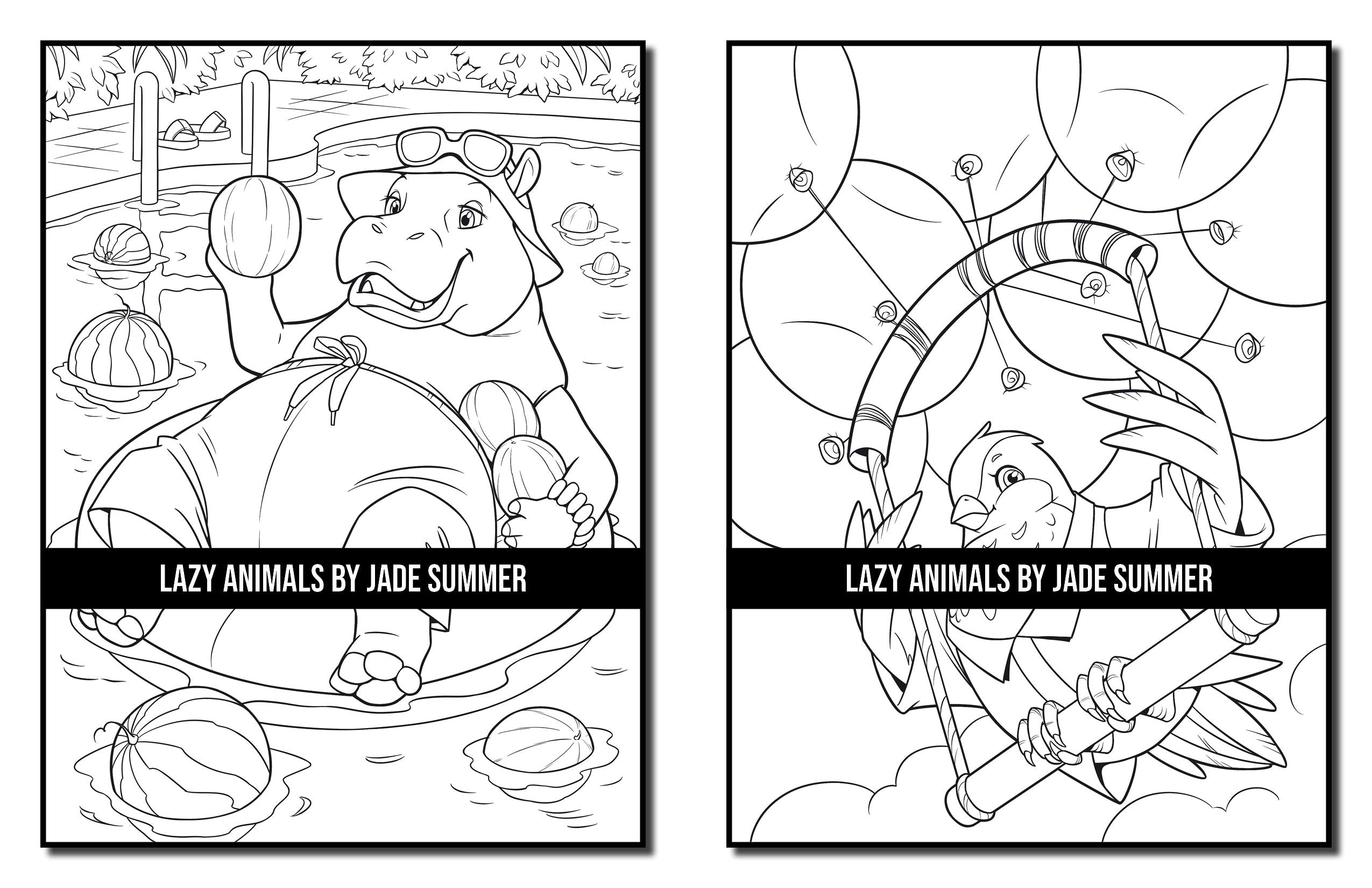 Lazy Animals: An Adult Coloring Book with Funny Animals, Hilarious Scenes, and Relaxing Designs for Animal Lovers (Cute Animal Coloring Books)