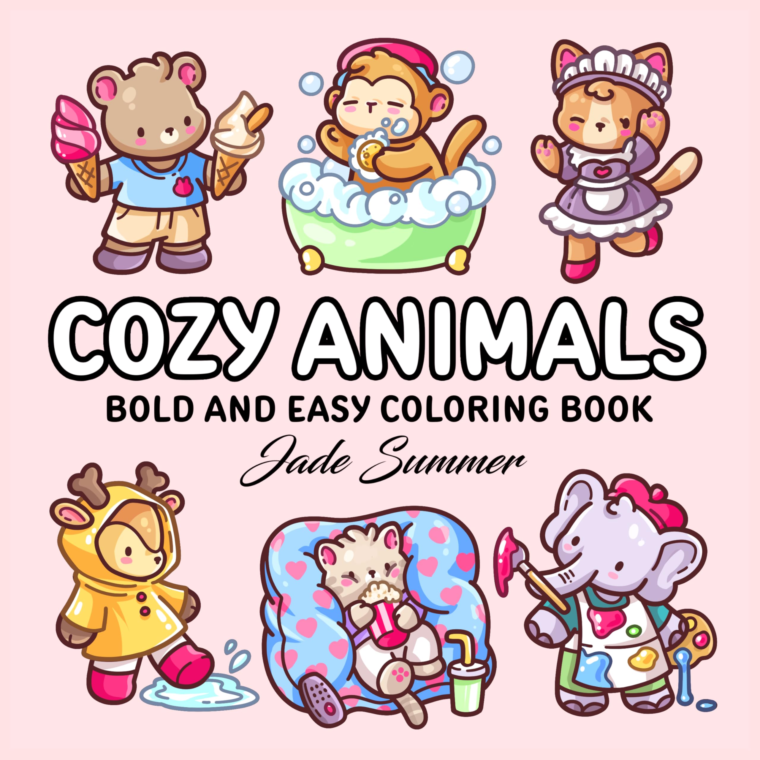 Cozy Animals: Bold and Easy Coloring Book for Adults and Teens with Cute and Simple Characters for Relaxation (Bold and Easy Coloring Books)