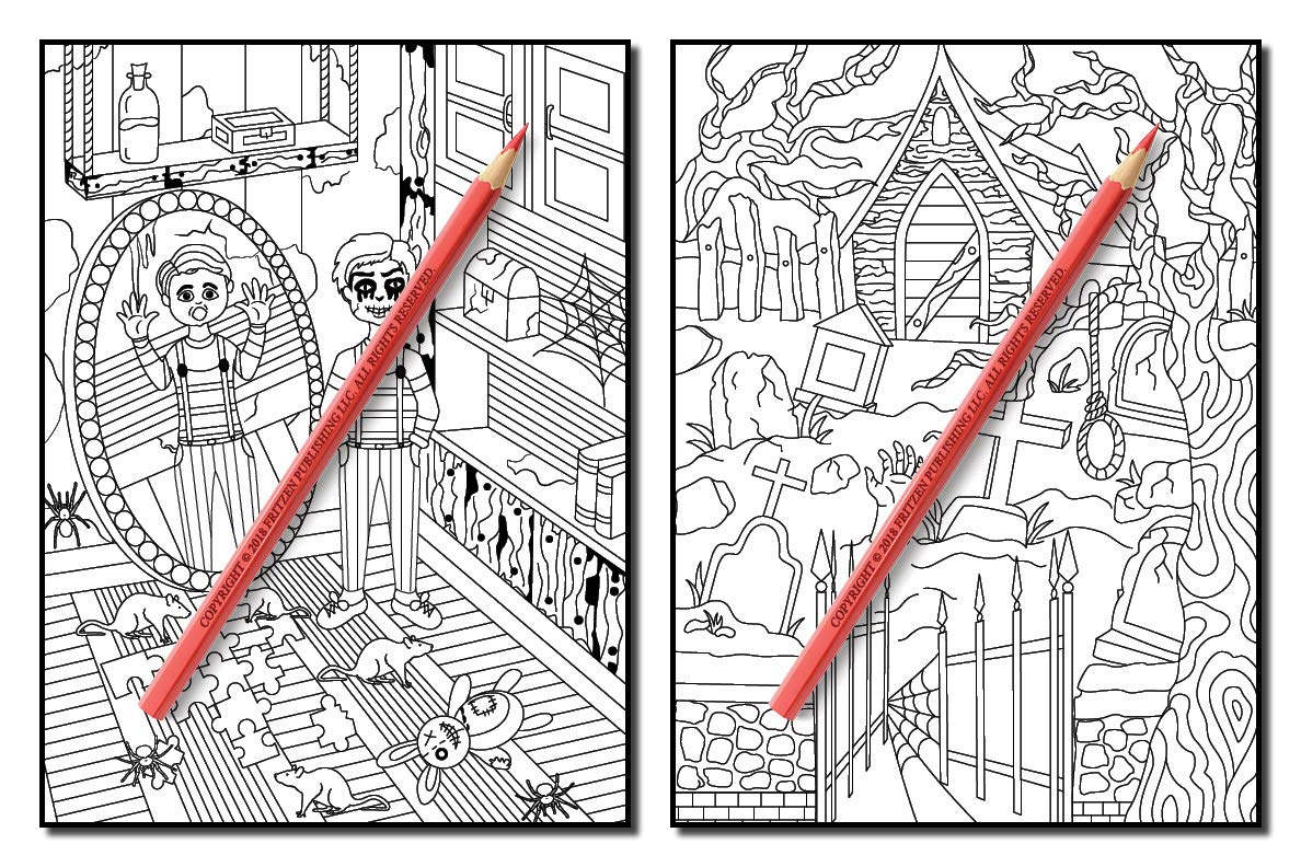 Haunted House: An Adult Coloring Book with Scary Monsters, Creepy Scenes, and a Spooky Adventure