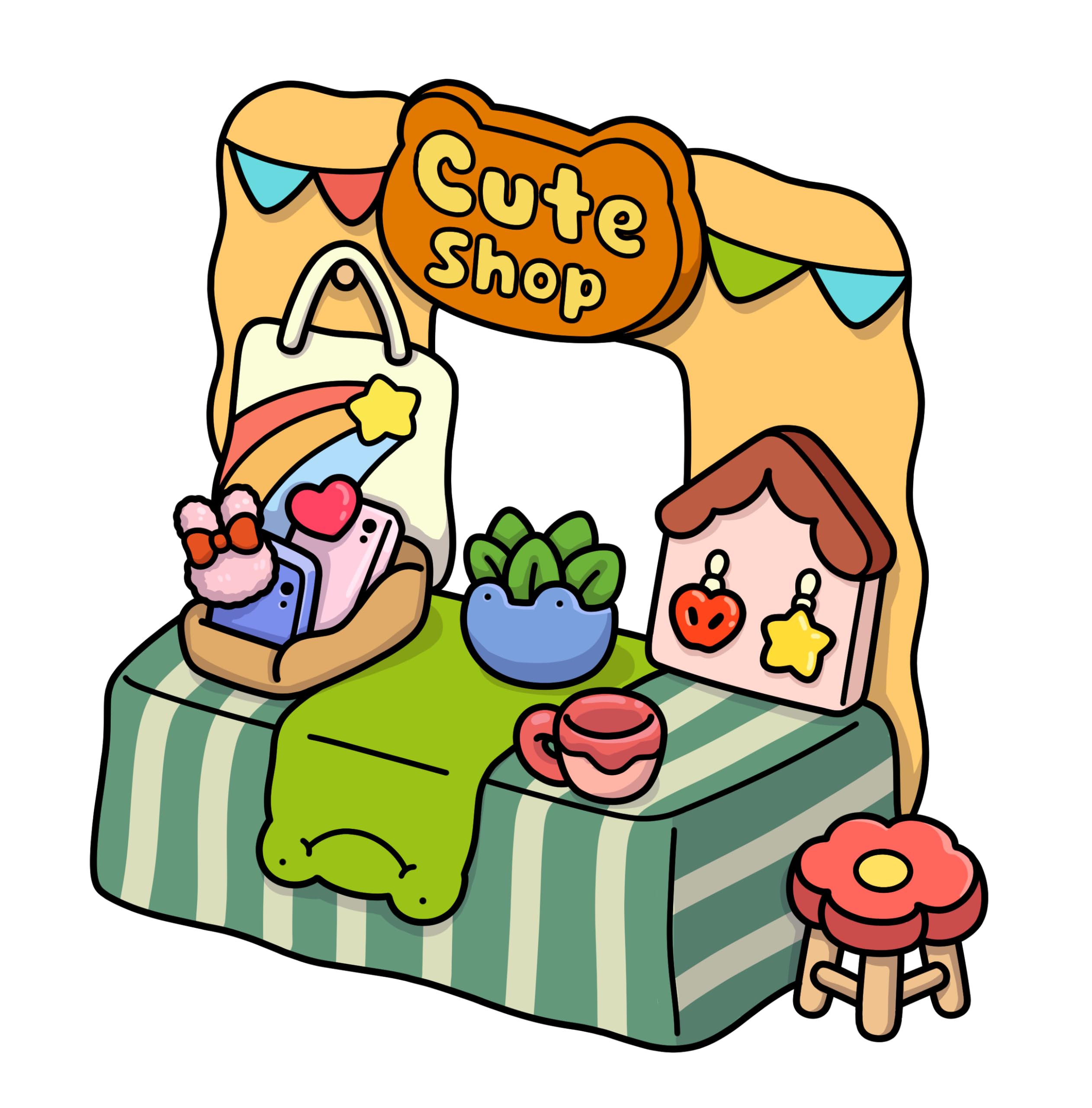 Little Shop: Bold and Easy Coloring Book for Adults and Teens