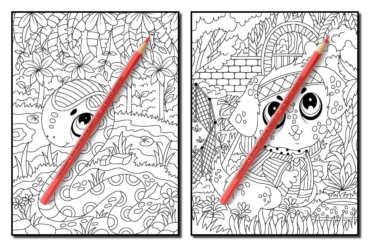 Chibi Animals: An Adult Coloring Book with Adorable Cartoon Animals, Cute Nature Scenes, and Relaxing Patterns for Animal Lovers (Cute Animal Coloring Books)