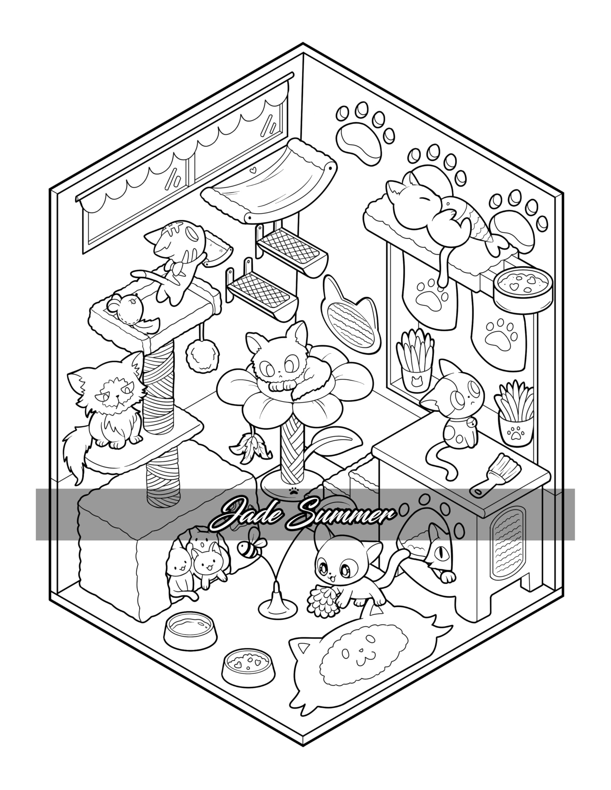 Tiny Rooms: Cute Coloring Book for Adults and Teens with Cozy Homes for Relaxation