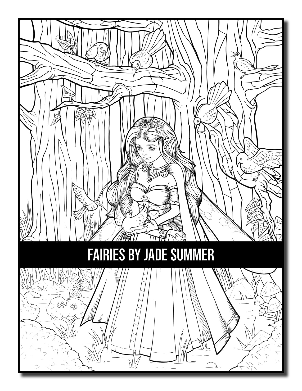 Fairies Coloring Book: For Adults with Beautiful Fantasy Women, Cute Magical Animals, and Relaxing Forest Scenes