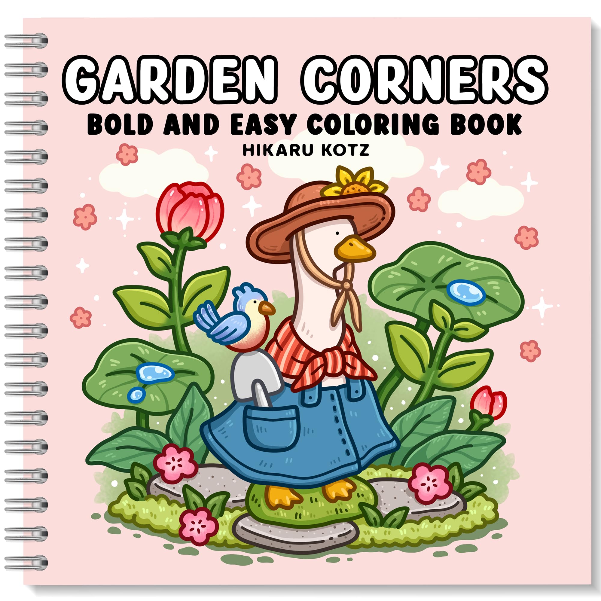 Garden Corners: Bold and Easy Coloring Book for Adults and Teens