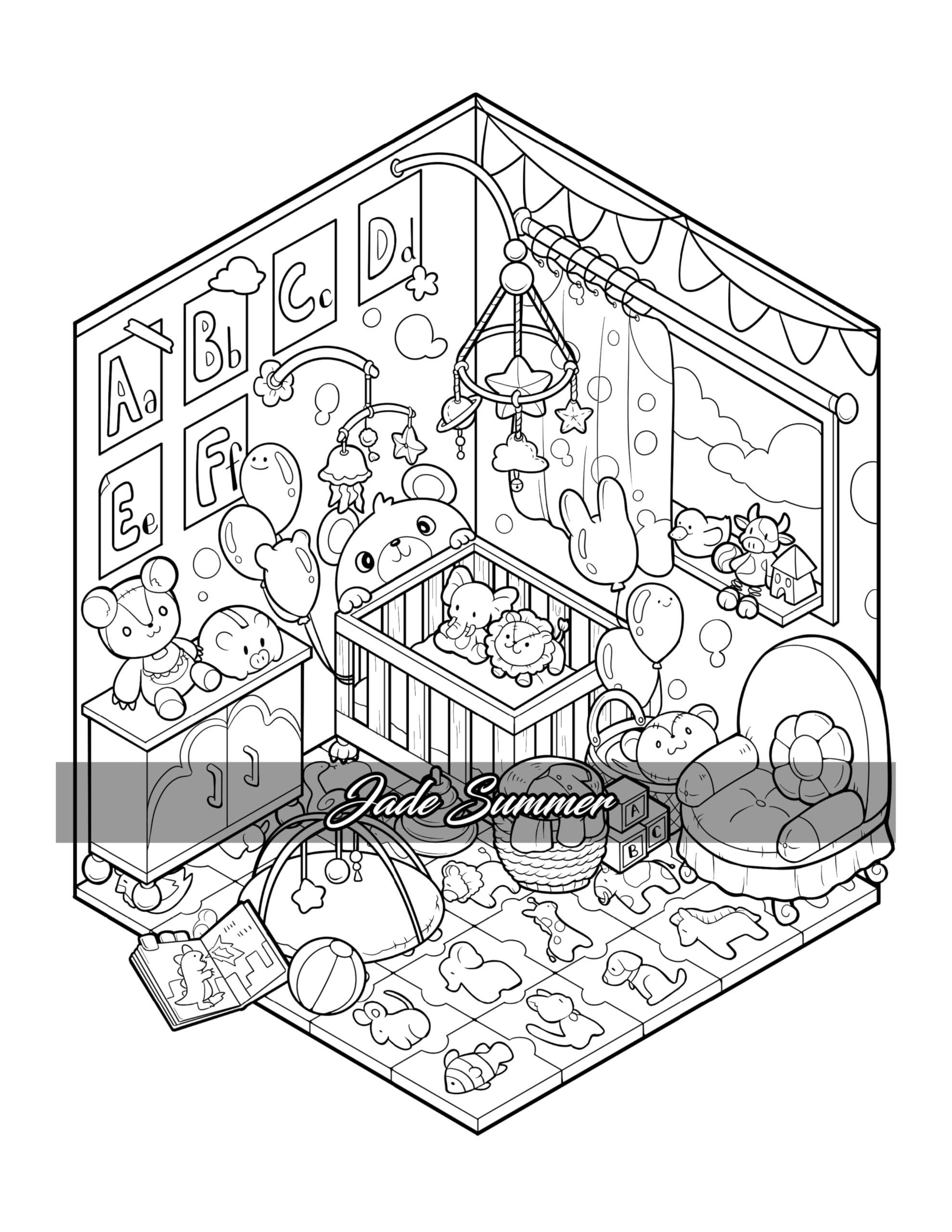 Tiny Rooms: Cute Coloring Book for Adults and Teens with Cozy Homes for Relaxation