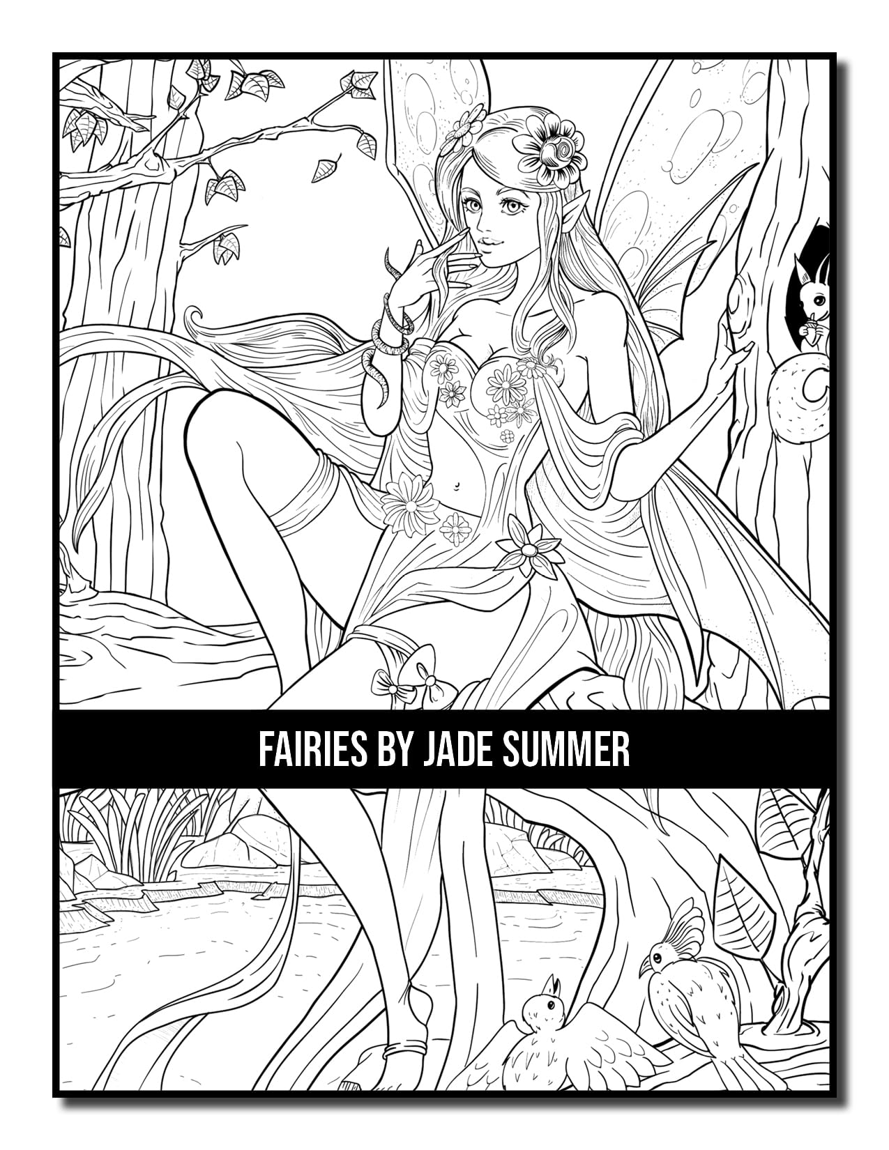 Fairies Coloring Book: For Adults with Beautiful Fantasy Women, Cute Magical Animals, and Relaxing Forest Scenes