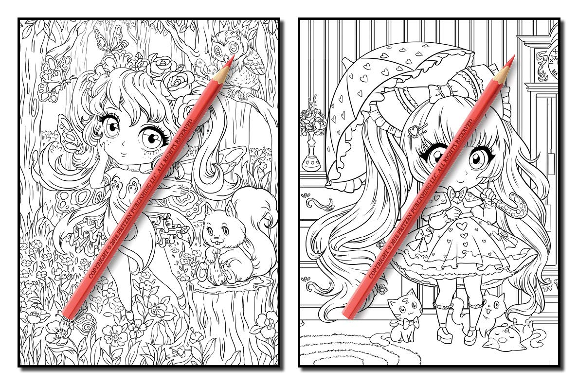 Chibi Girls: An Adult Coloring Book with Adorable Anime Characters, Fun Manga Animals, and Delightful Fantasy Scenes for Relaxation
