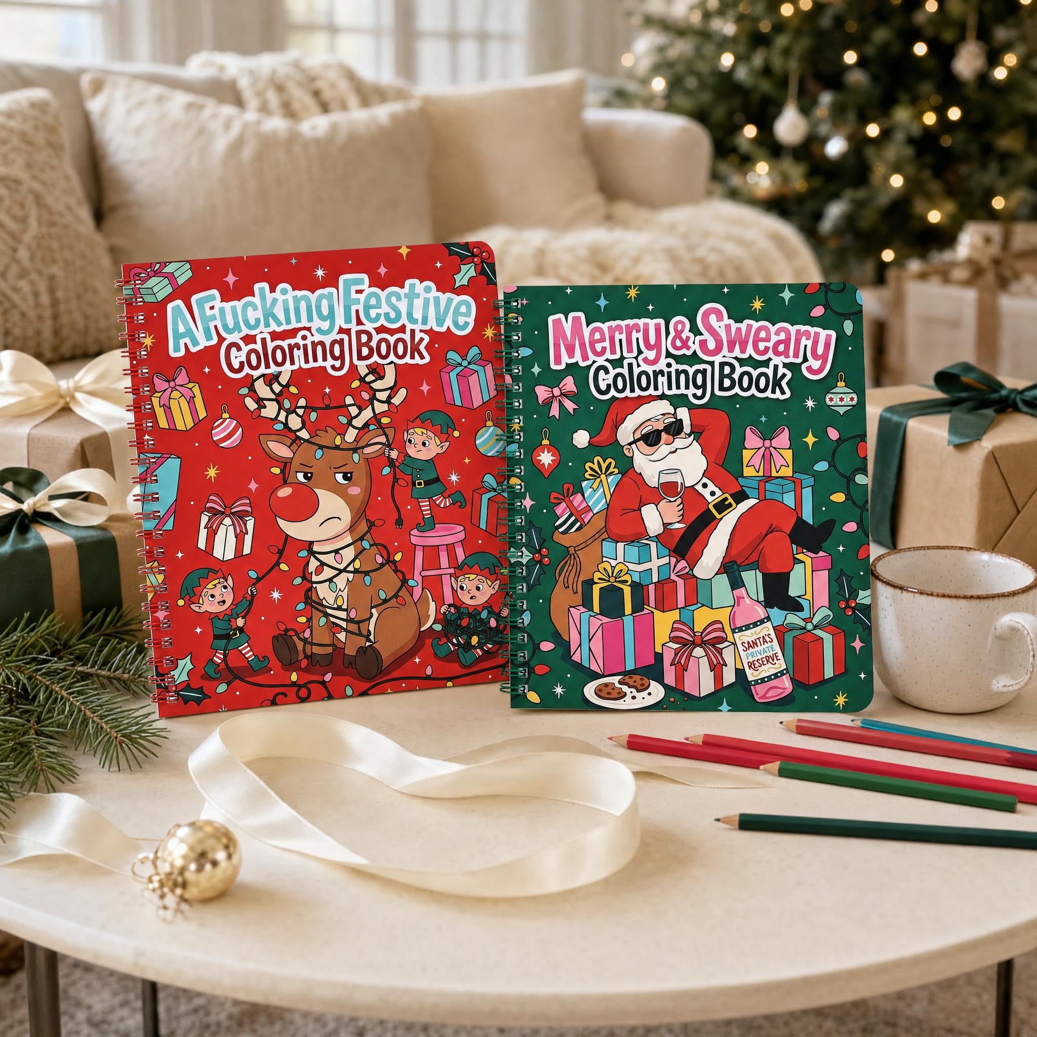 Beautiful Coloring Book Set of 2 for Adult Relaxation - Funny Designs