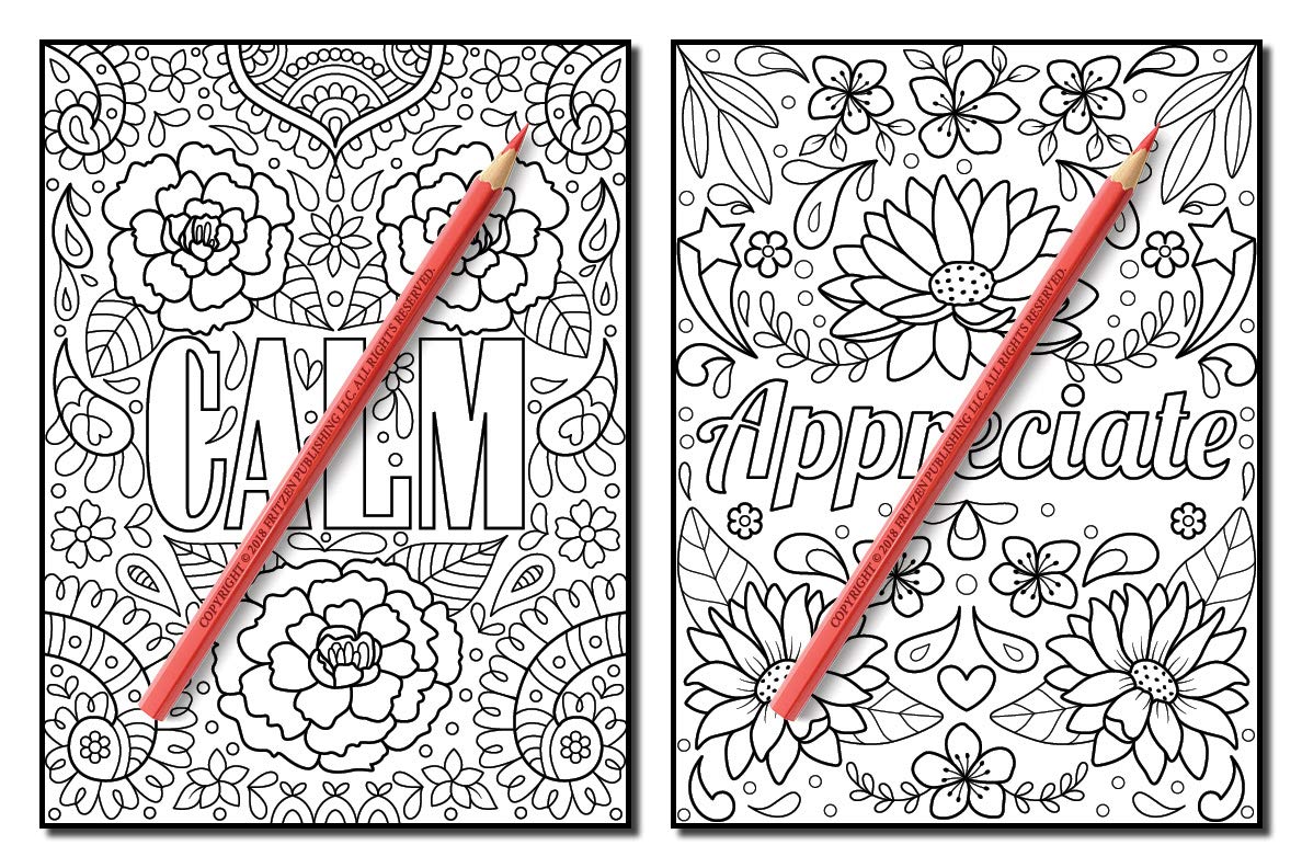 Inspirational Words: An Adult Coloring Book with Fun Word Designs, Cute Kawaii Doodles, and Relaxing Flower Patterns (Inspirational Coloring Books)