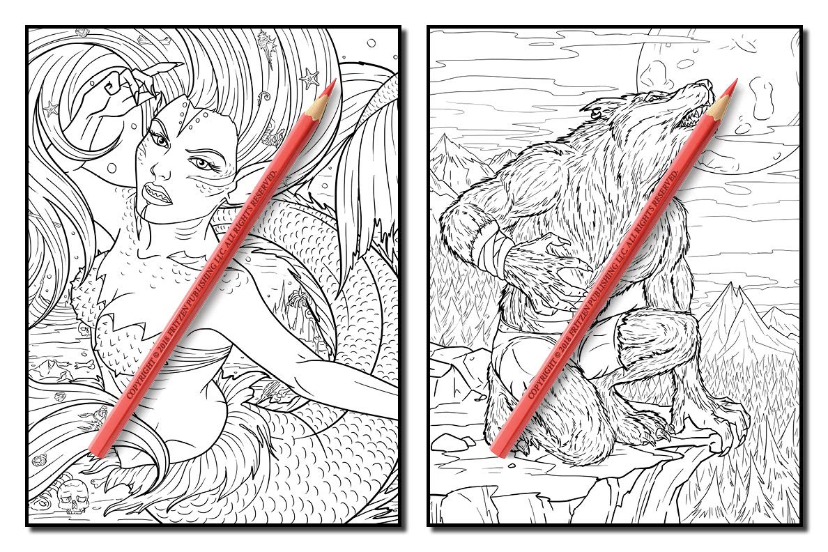 Dark Fantasy: An Adult Coloring Book with Mysterious Women, Mythical Creatures, Demonic Monsters, and Gothic Scenes for Relaxation