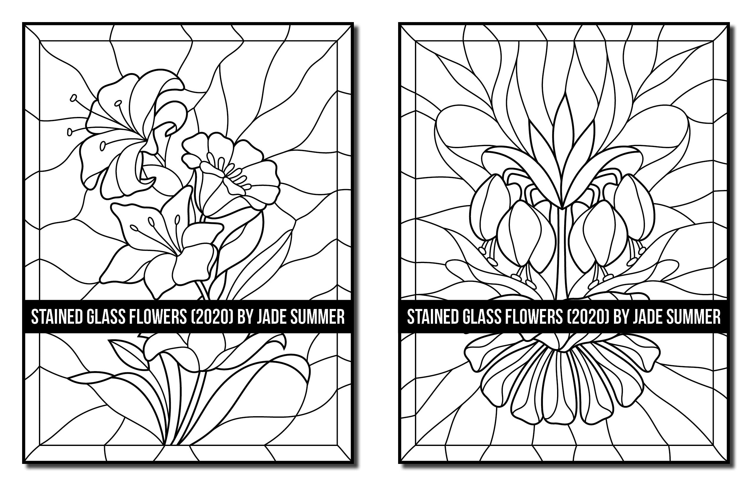 Stained Glass Flowers: An Adult Coloring Book with 50 Beautiful Flower Designs for Relaxation and Stress Relief (Stained Glass Coloring Books)