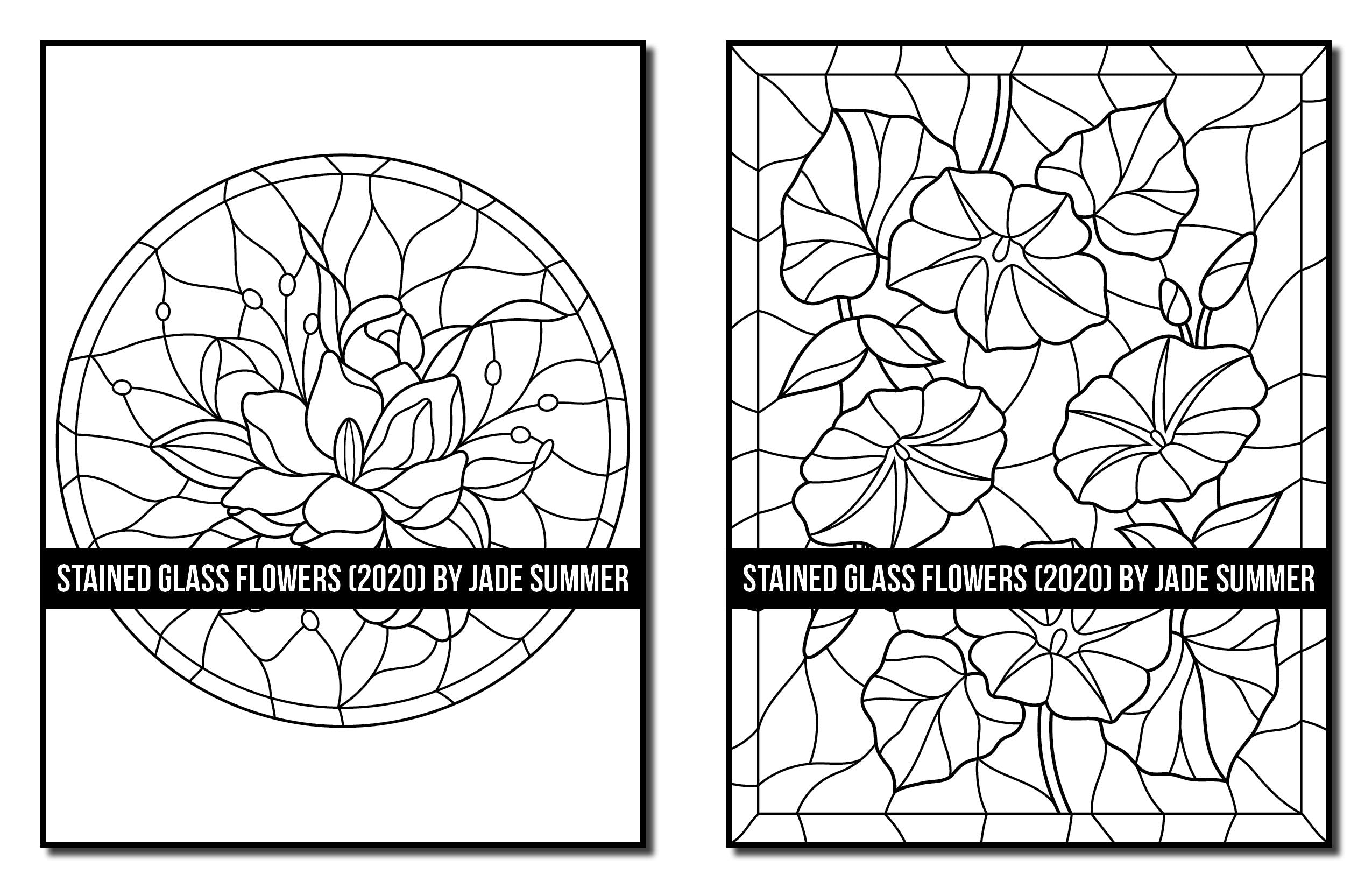 Stained Glass Flowers: An Adult Coloring Book with 50 Beautiful Flower Designs for Relaxation and Stress Relief (Stained Glass Coloring Books)