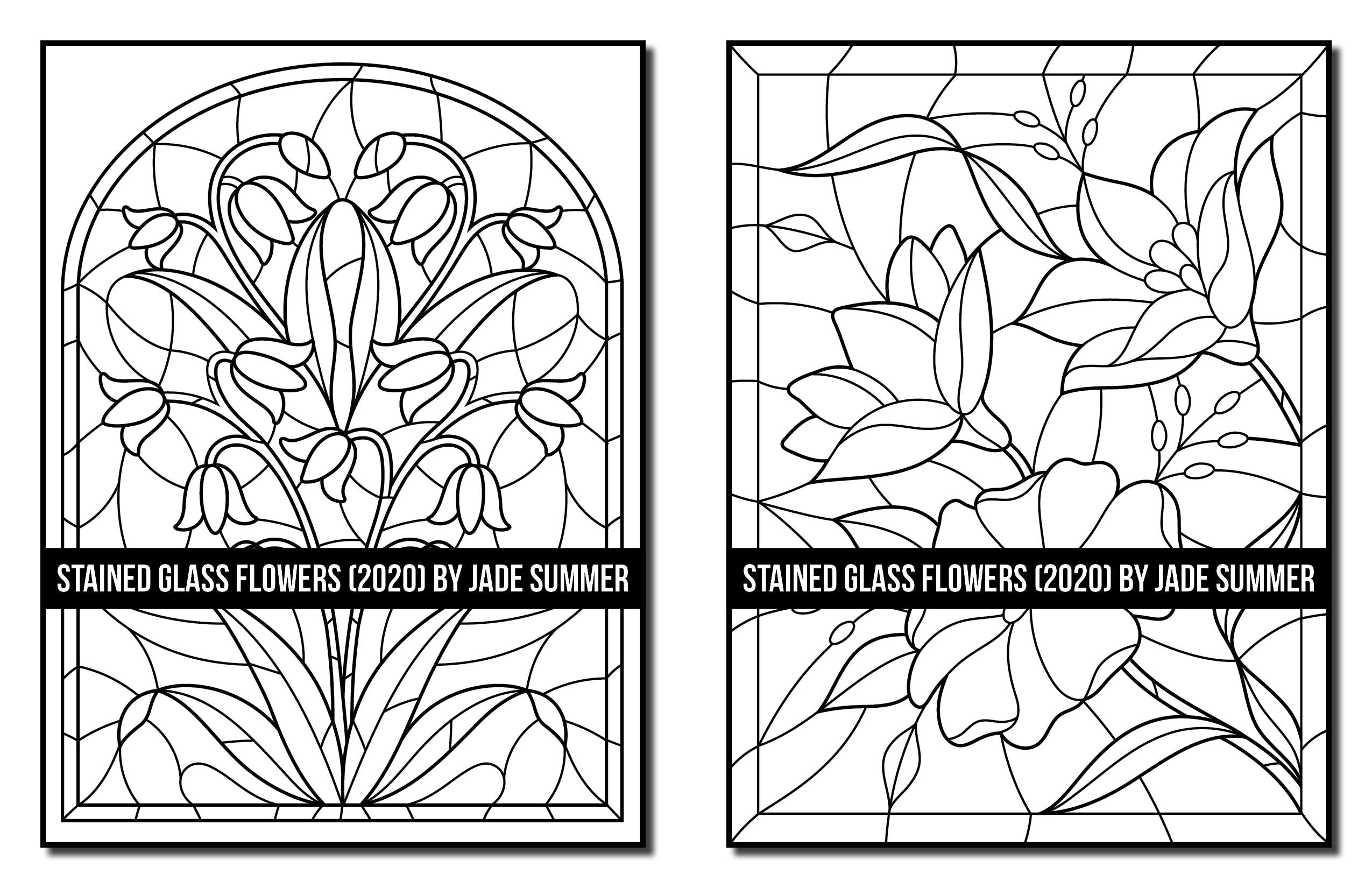 Stained Glass Flowers: An Adult Coloring Book with 50 Beautiful Flower Designs for Relaxation and Stress Relief (Stained Glass Coloring Books)