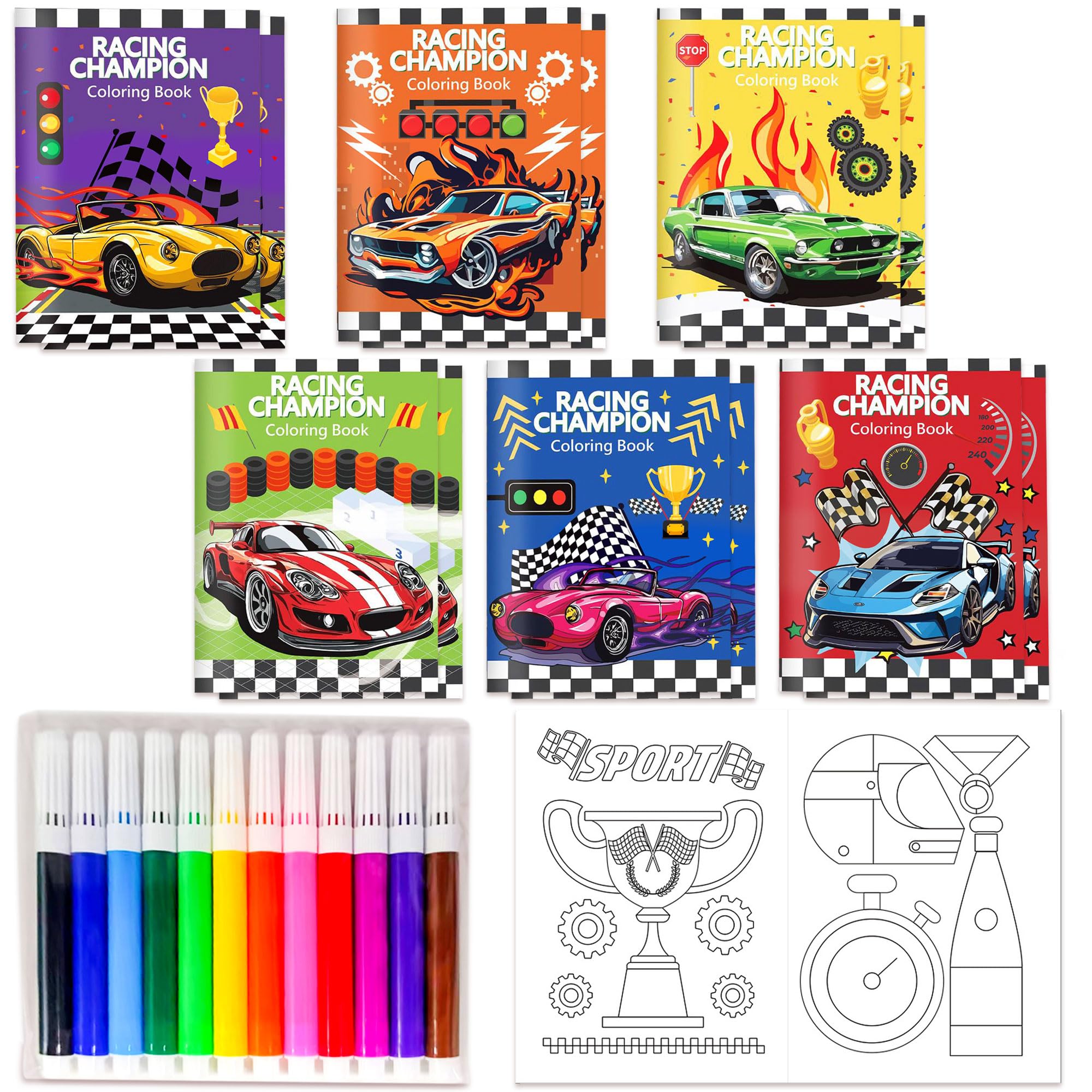24-Pack Racing Car Coloring Books Party Favors: DIY Party Favors for Racing Car -Themed Events | Small Activity Books for Birthdays, Baby & Bridal Showers, Weddings