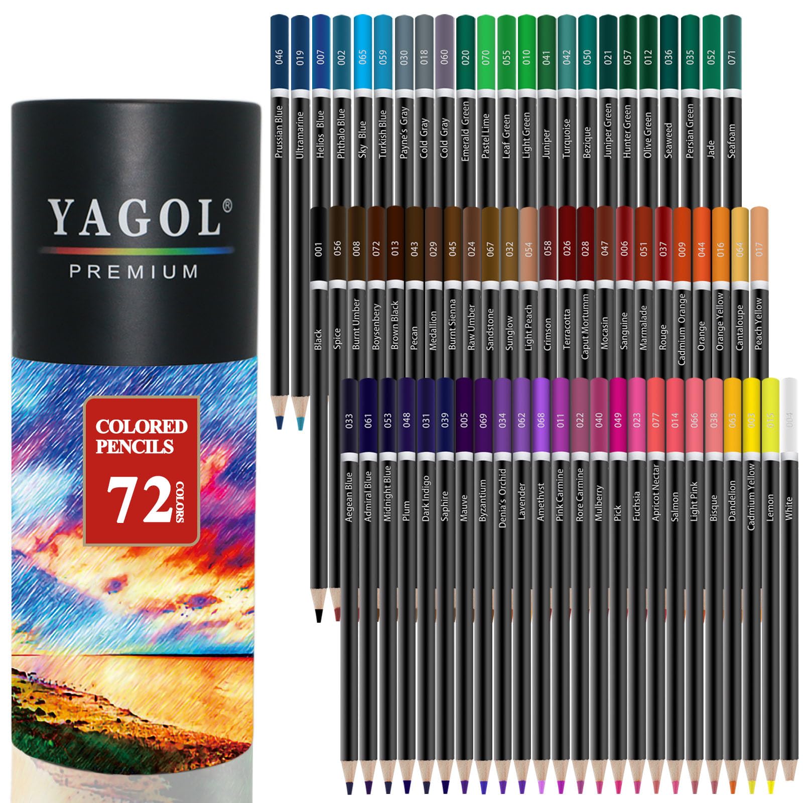 Yagol Colored Pencils for Adult Coloring Books, 72 Color Pencil Set, Soft Core Color Pencils for Adult Coloring Book, Coloring Pencils for Adults - Drawing, Sketching, Blending & Shading-Art Supplies.