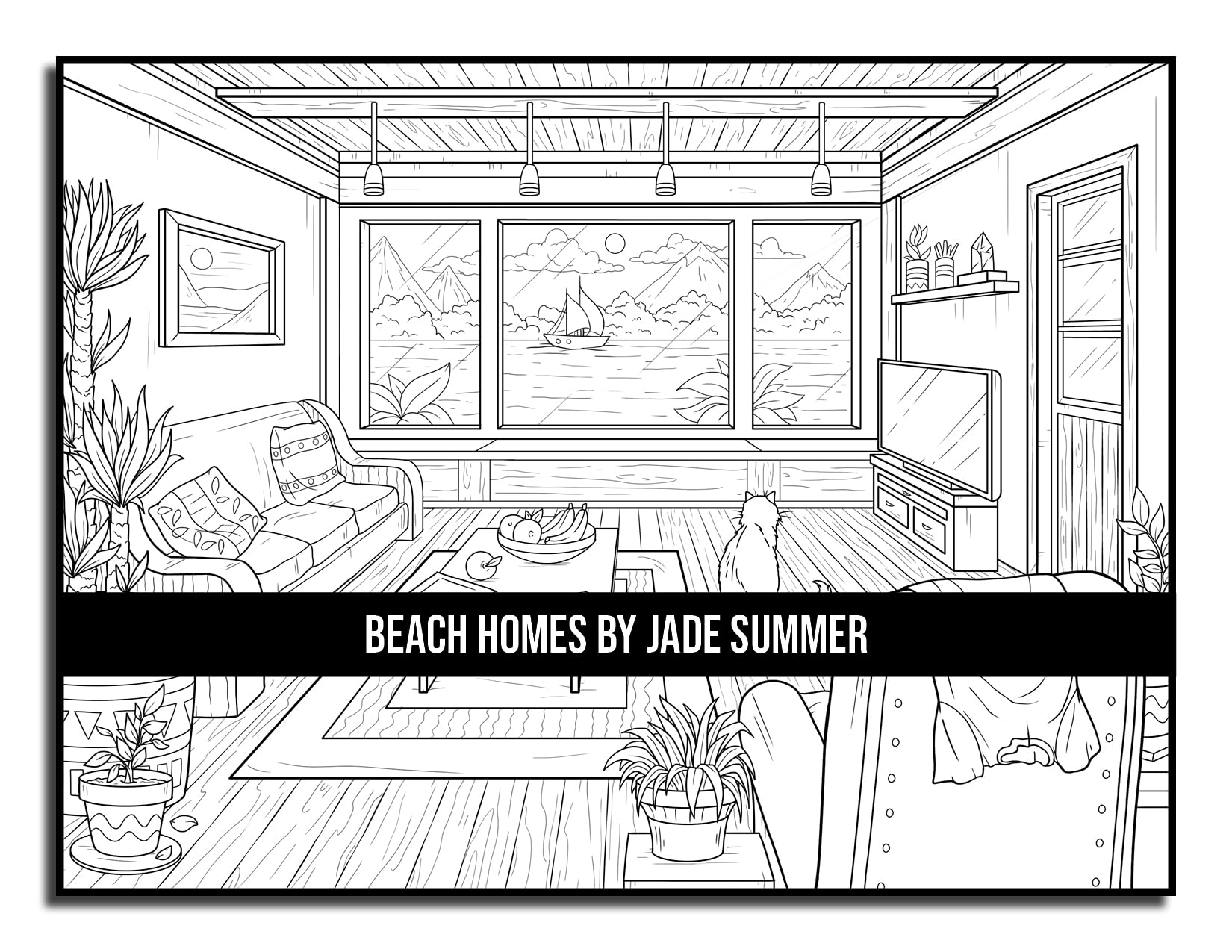 Beach Homes: An Adult Coloring Book with Beautiful Vacation Houses, Charming Interior Designs, and Relaxing Nature Scenes