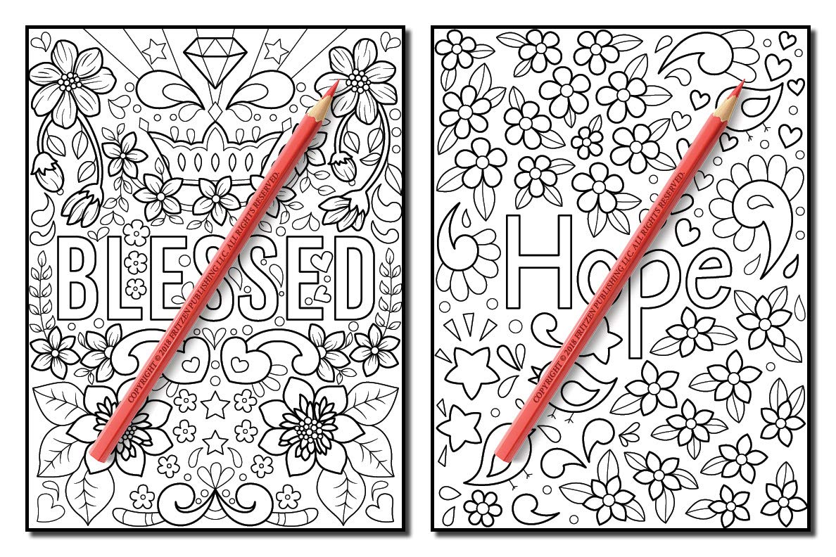 Inspirational Words: An Adult Coloring Book with Fun Word Designs, Cute Kawaii Doodles, and Relaxing Flower Patterns (Inspirational Coloring Books)