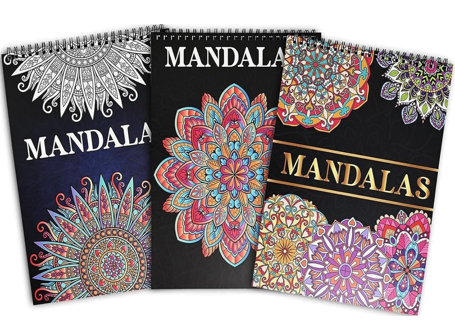 Bondream 3 Pack Adult Coloring Books,60 Mandalas Patterns for Adults Relaxation,Coloring Books for Women to Relax, Anxiety and Depression