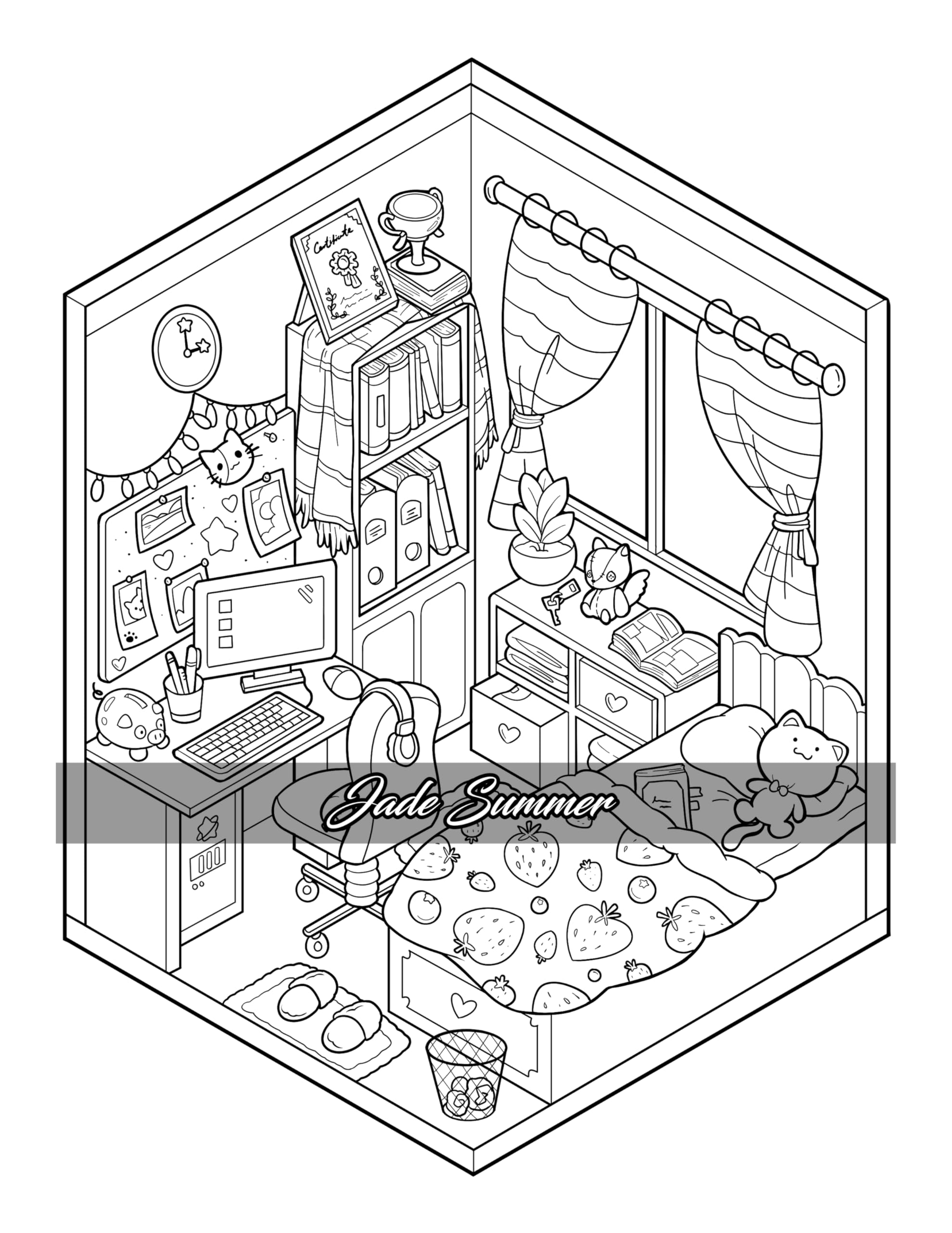 Tiny Rooms: Cute Coloring Book for Adults and Teens with Cozy Homes for Relaxation