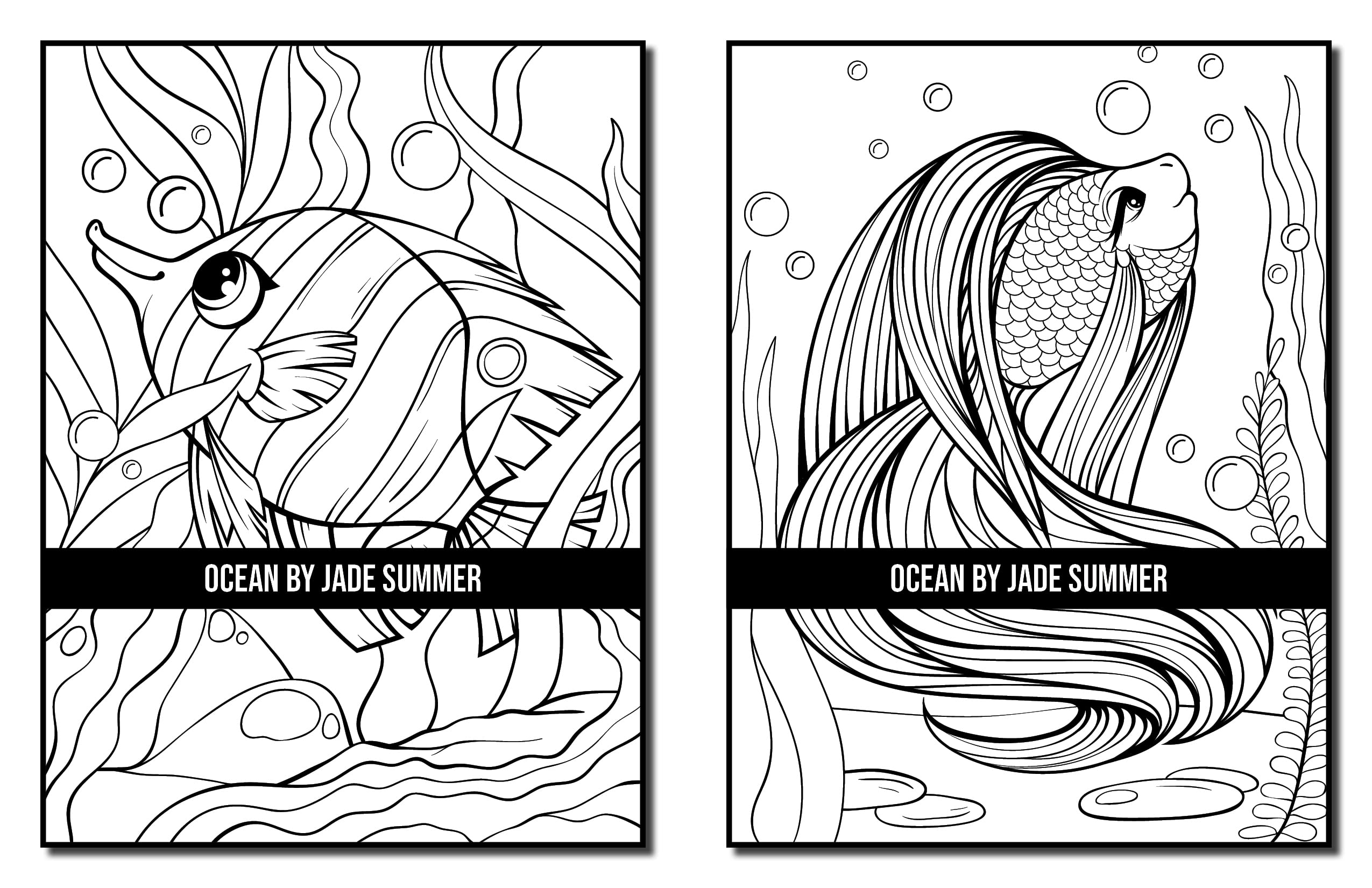 Ocean Coloring Book: For Adults with Cute Tropical Fish, Fun Sea Creatures, and Beautiful Underwater Scenes for Relaxation (Cute Animal Coloring Books)