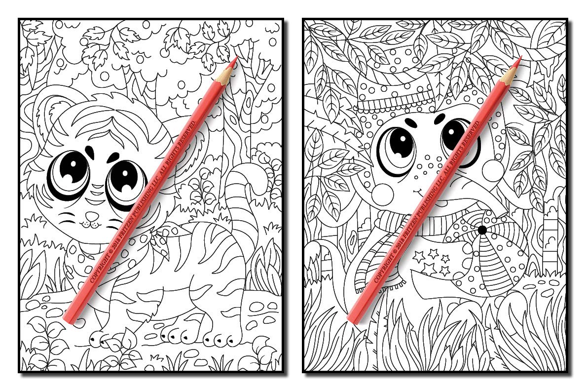 Chibi Animals: An Adult Coloring Book with Adorable Cartoon Animals, Cute Nature Scenes, and Relaxing Patterns for Animal Lovers (Cute Animal Coloring Books)