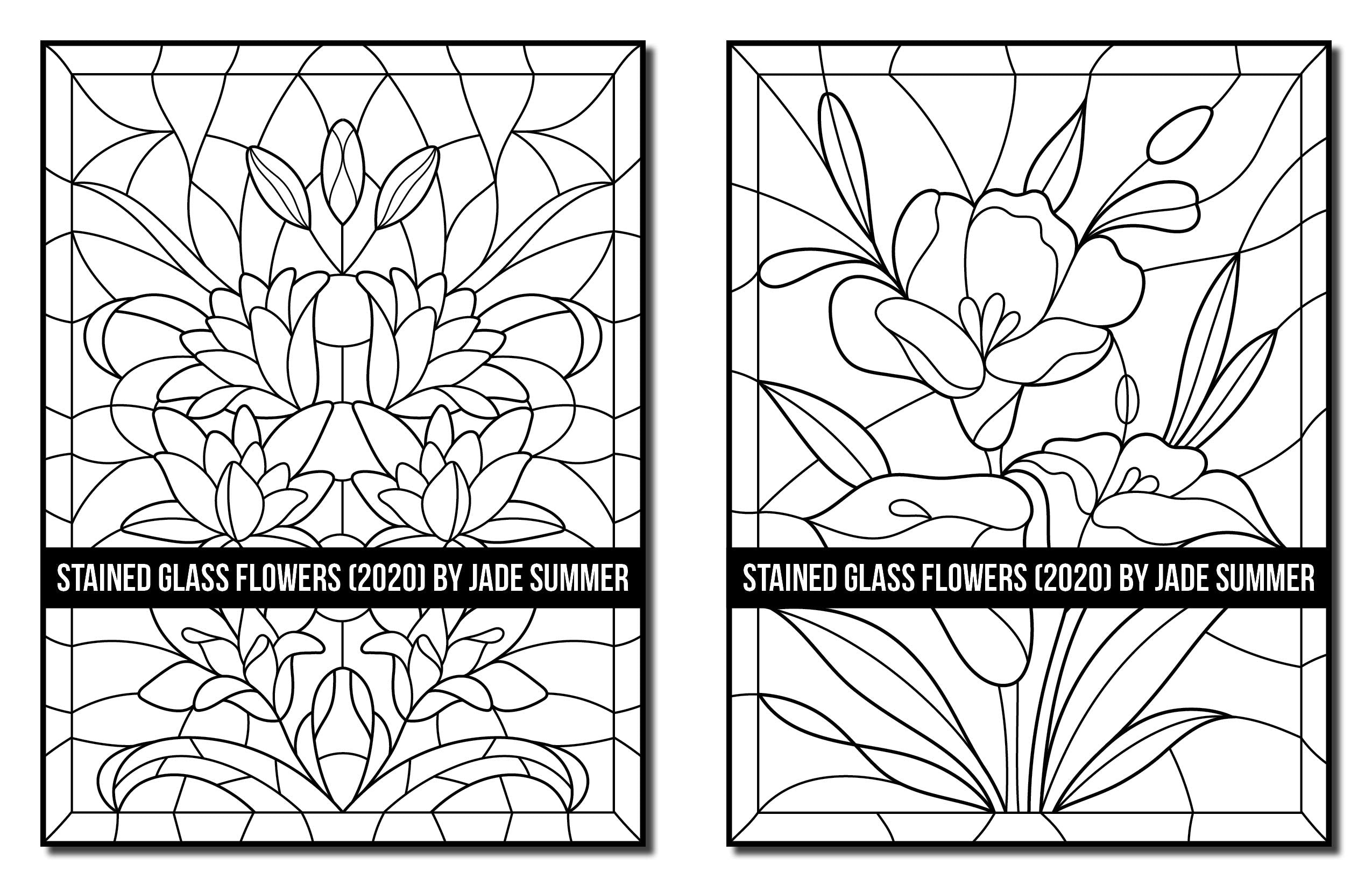 Stained Glass Flowers: An Adult Coloring Book with 50 Beautiful Flower Designs for Relaxation and Stress Relief (Stained Glass Coloring Books)