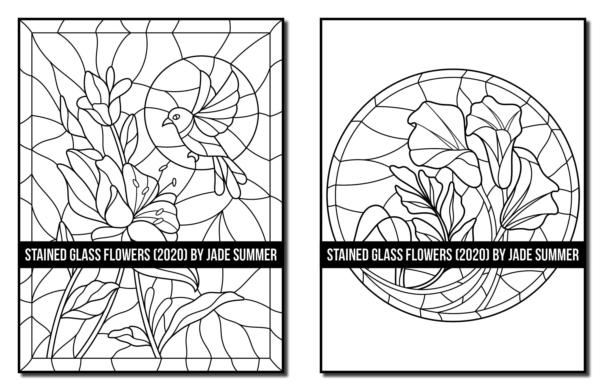 Stained Glass Flowers: An Adult Coloring Book with 50 Beautiful Flower Designs for Relaxation and Stress Relief (Stained Glass Coloring Books)