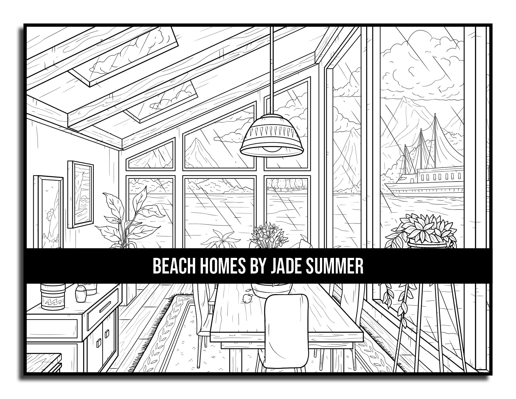 Beach Homes: An Adult Coloring Book with Beautiful Vacation Houses, Charming Interior Designs, and Relaxing Nature Scenes