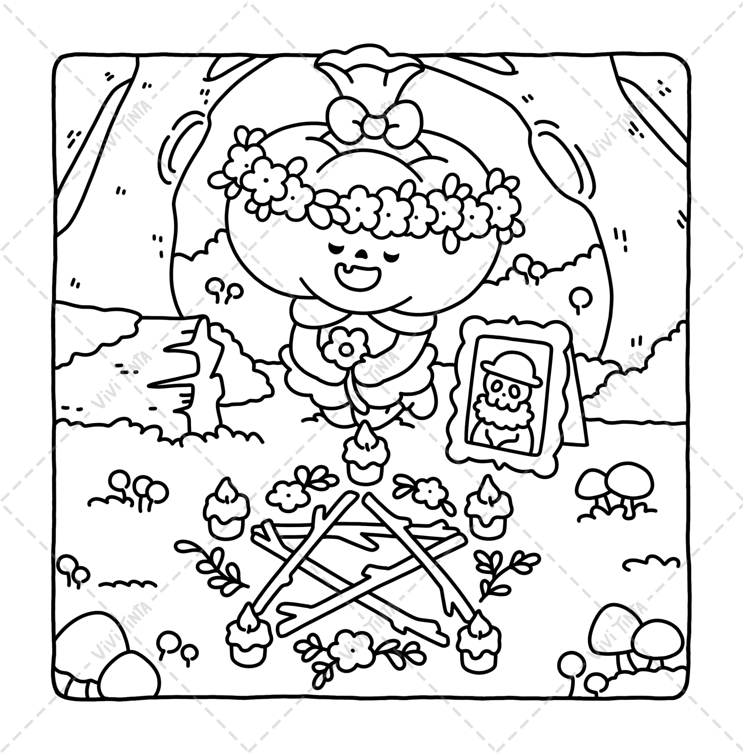 Spooky Ville: Cute & Cozy Coloring Book for Adults and Teens Featuring Hygge Moments for Relaxation