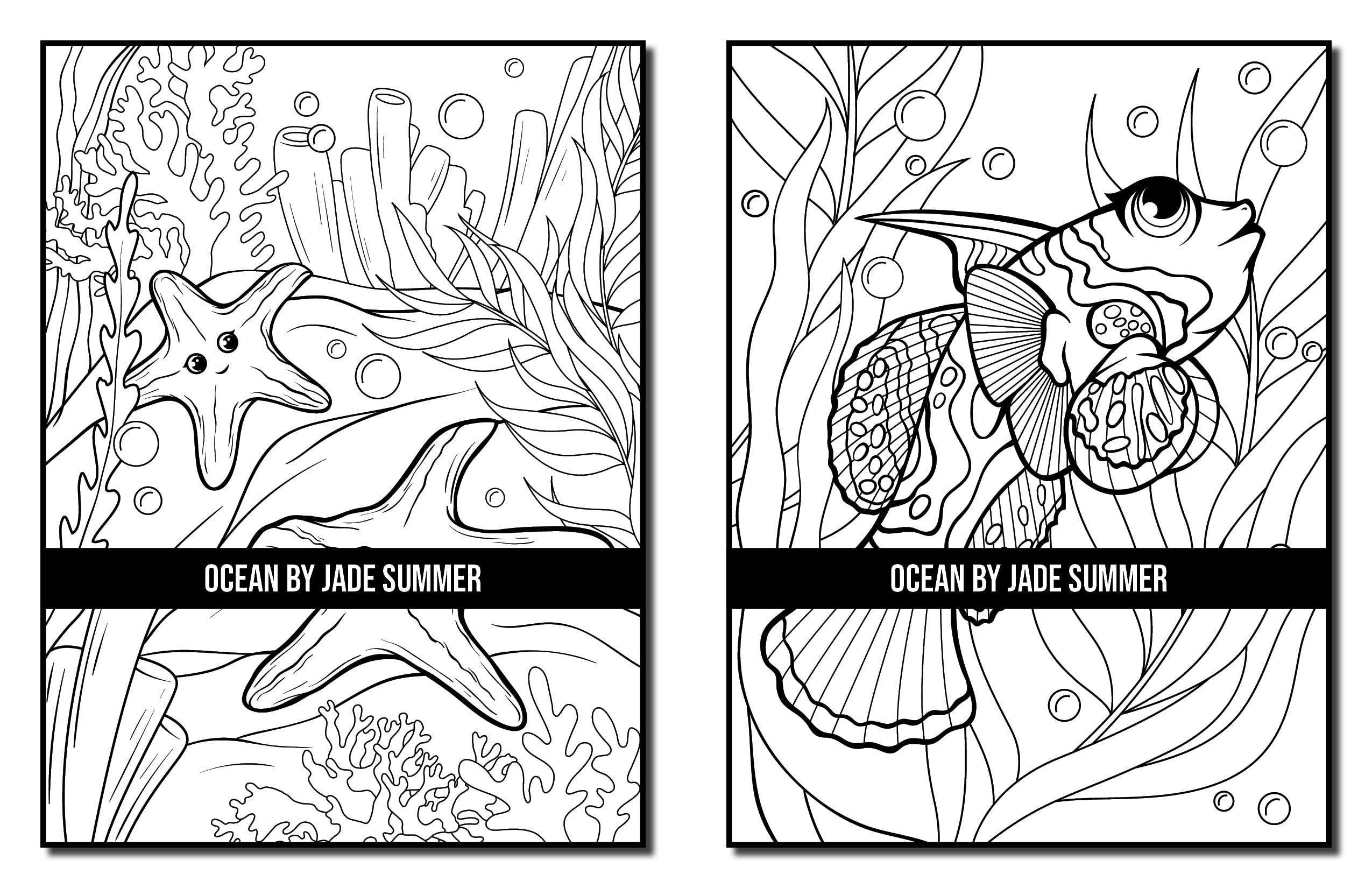 Ocean Coloring Book: For Adults with Cute Tropical Fish, Fun Sea Creatures, and Beautiful Underwater Scenes for Relaxation (Cute Animal Coloring Books)