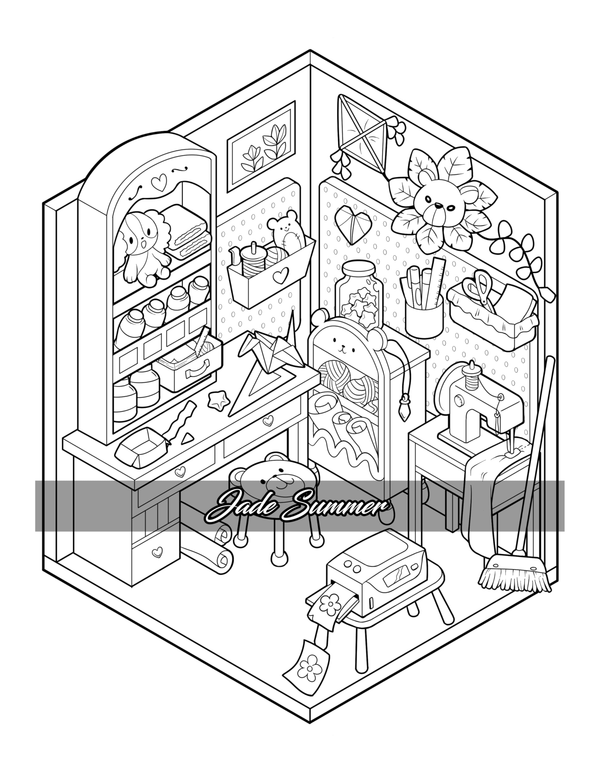 Tiny Rooms: Cute Coloring Book for Adults and Teens with Cozy Homes for Relaxation