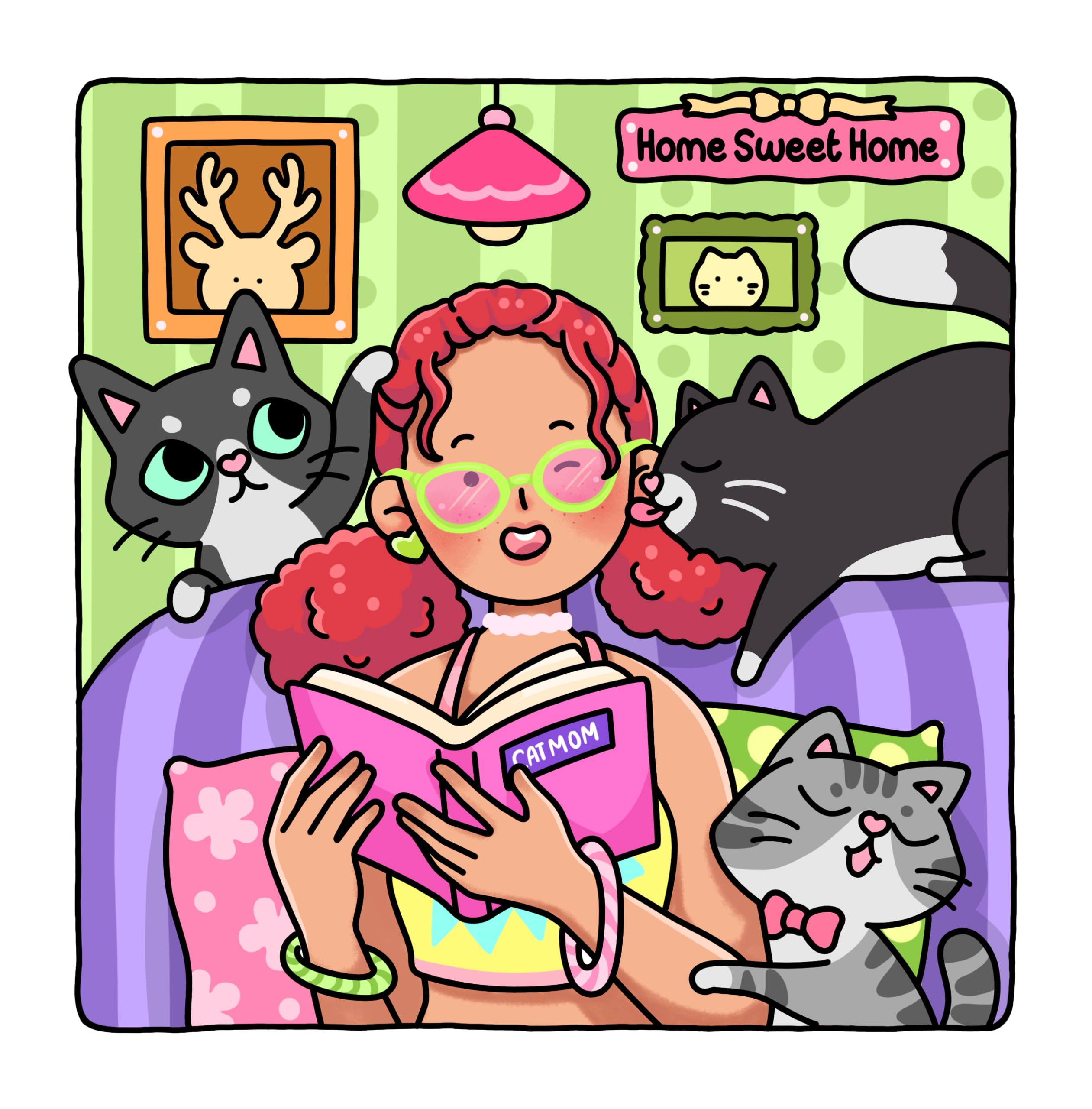 Cat Mom: Cataholic Coloring Book for Adults & Teens Featuring Cute and Mischievous Feline Designs (Girl Theme Coloring Book)