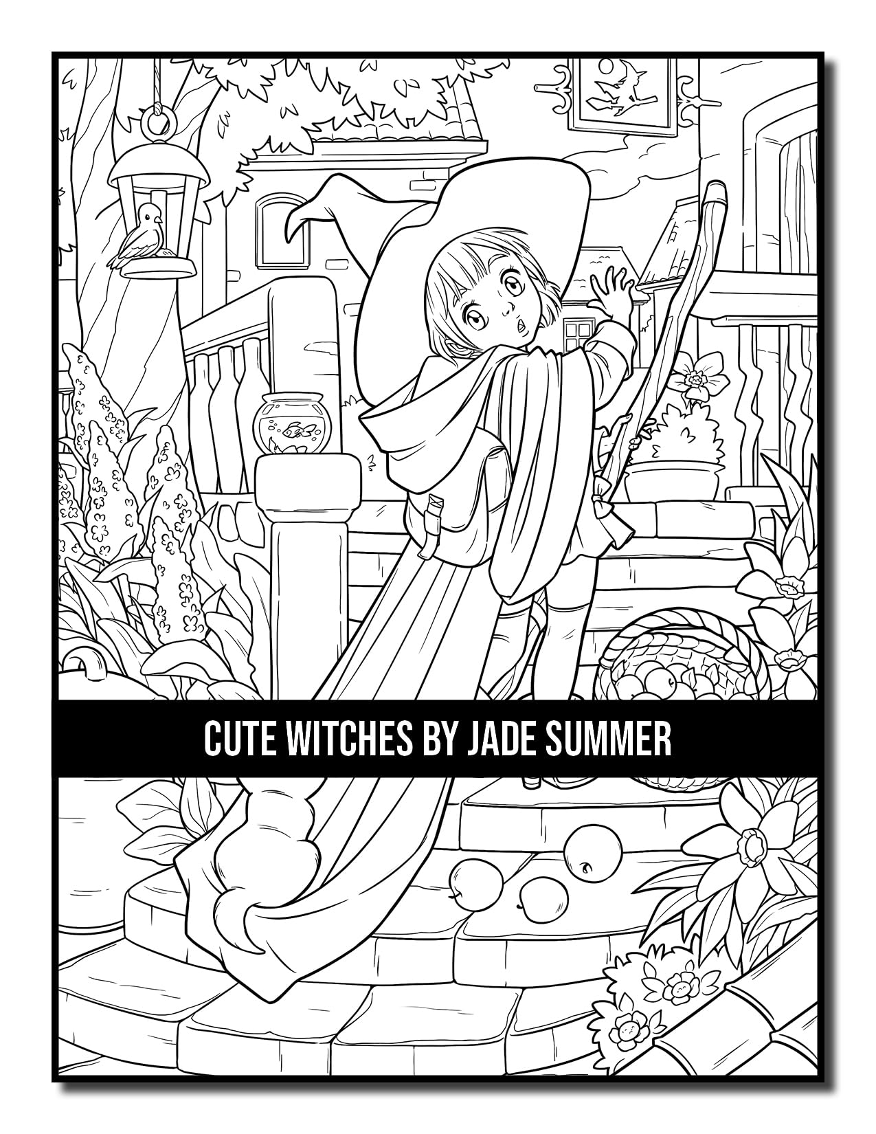 Cute Witches: An Adult Coloring Book with Adorable Gothic Scenes and Spooky Halloween Fun (Halloween Coloring Books)