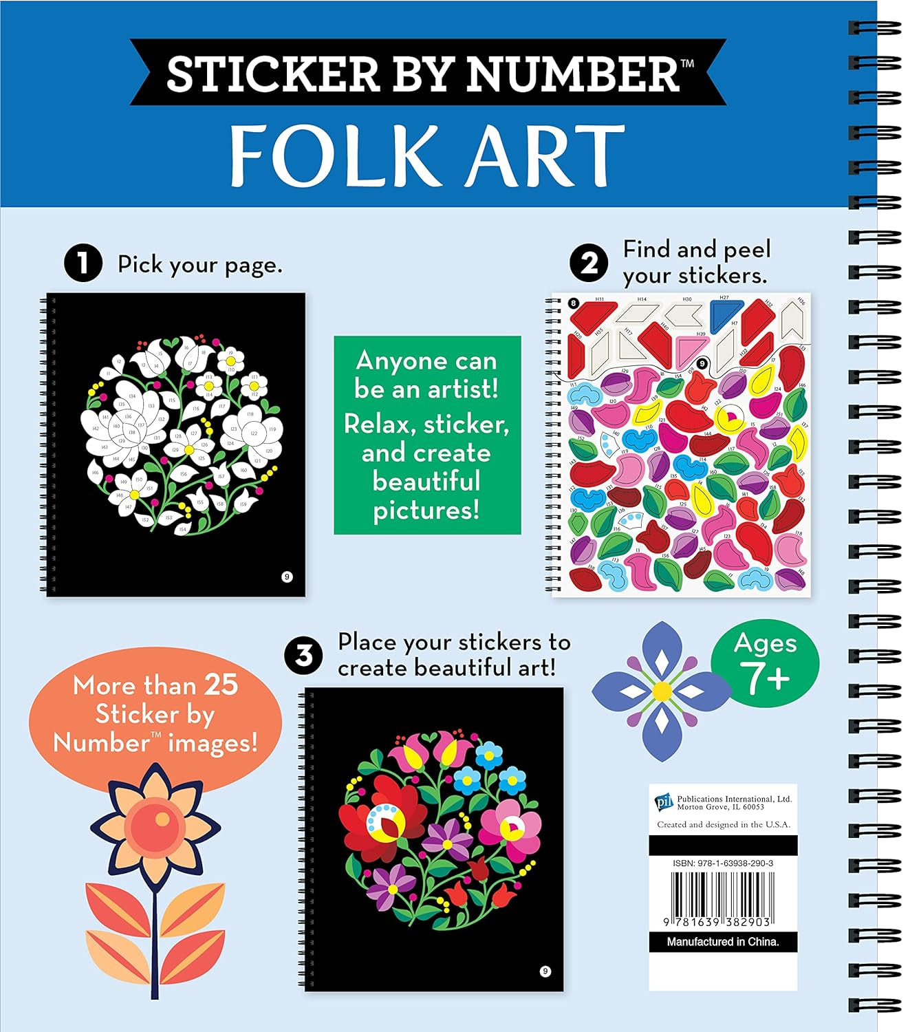 Brain Games - Sticker by Number: Folk Art (28 Images to Sticker)
