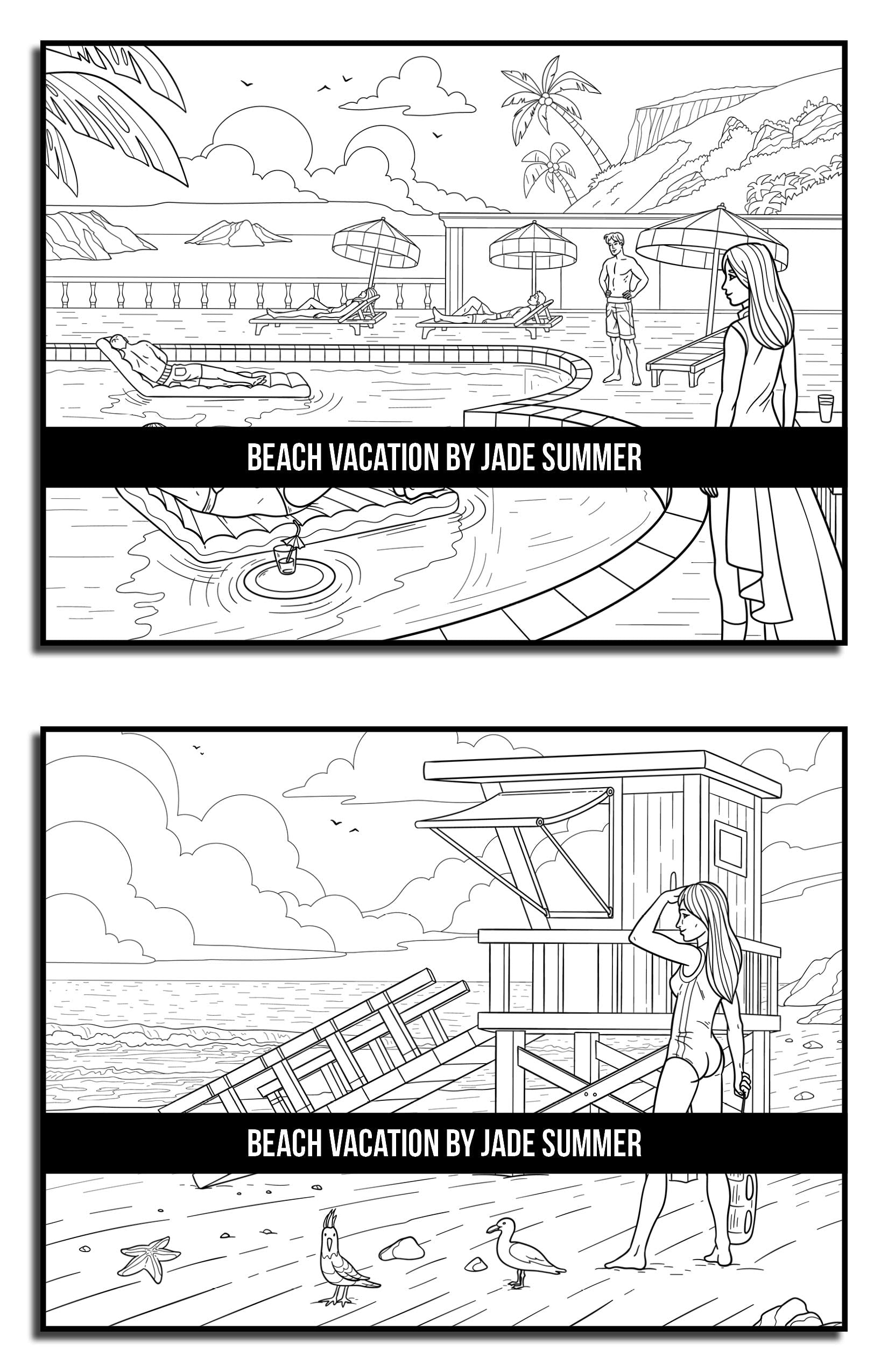 Beach Vacation: An Adult Coloring Book with Fun Scenes, Beautiful Oceans, Romantic Couples, Tropical Landscapes, and More!
