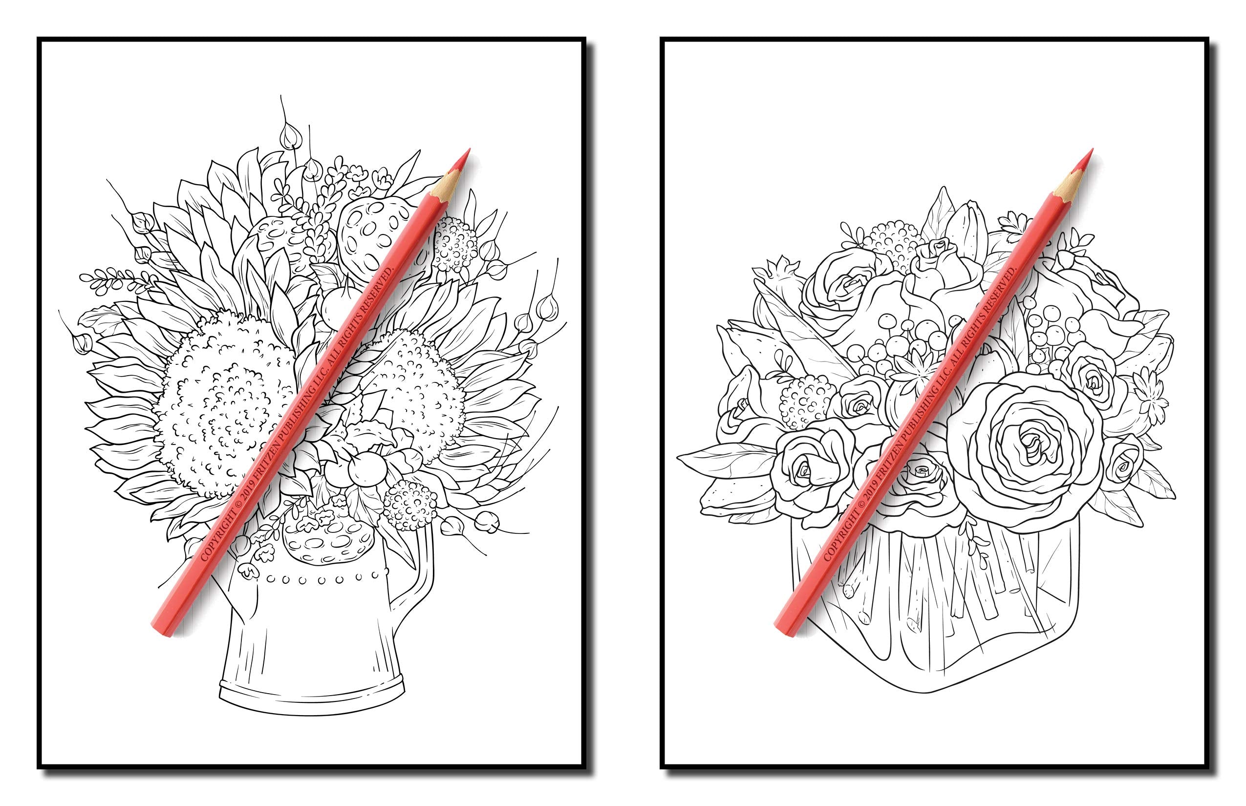 Flower Bouquets: An Adult Coloring Book with Beautiful Flower Arrangements and Lovely Floral Designs for Relaxation