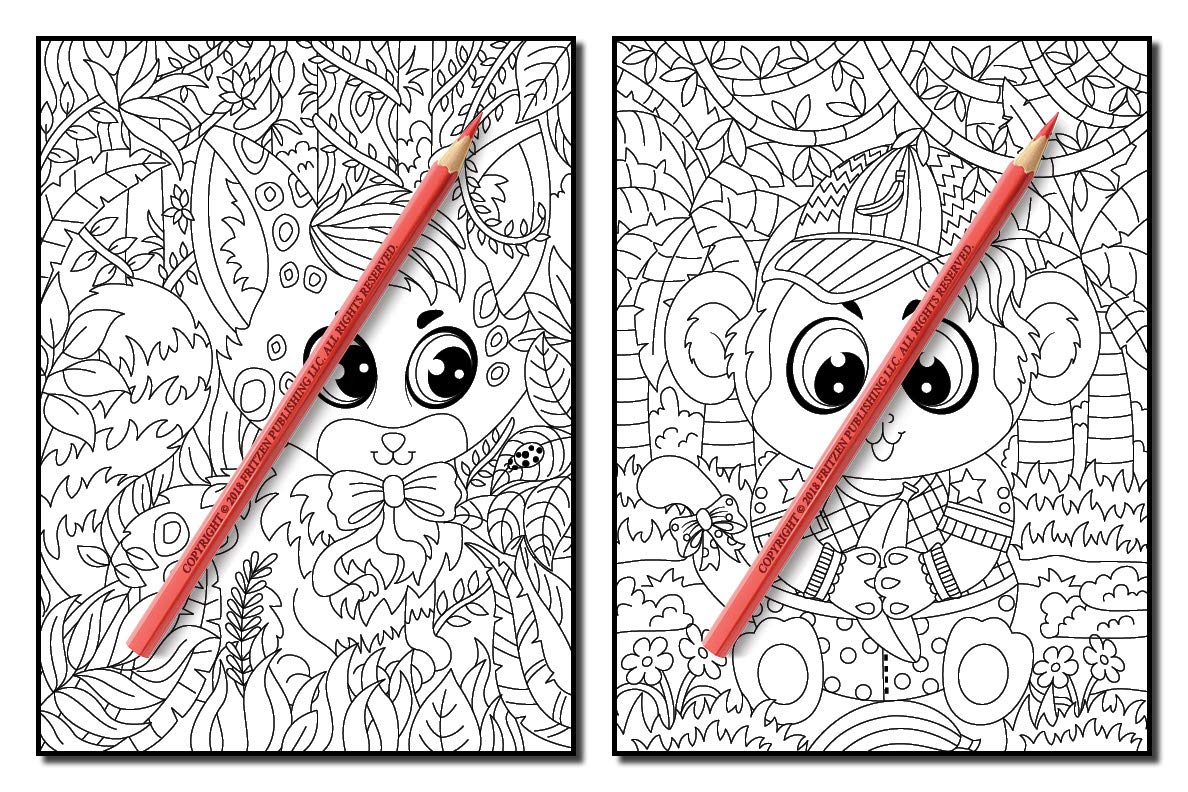 Chibi Animals: An Adult Coloring Book with Adorable Cartoon Animals, Cute Nature Scenes, and Relaxing Patterns for Animal Lovers (Cute Animal Coloring Books)