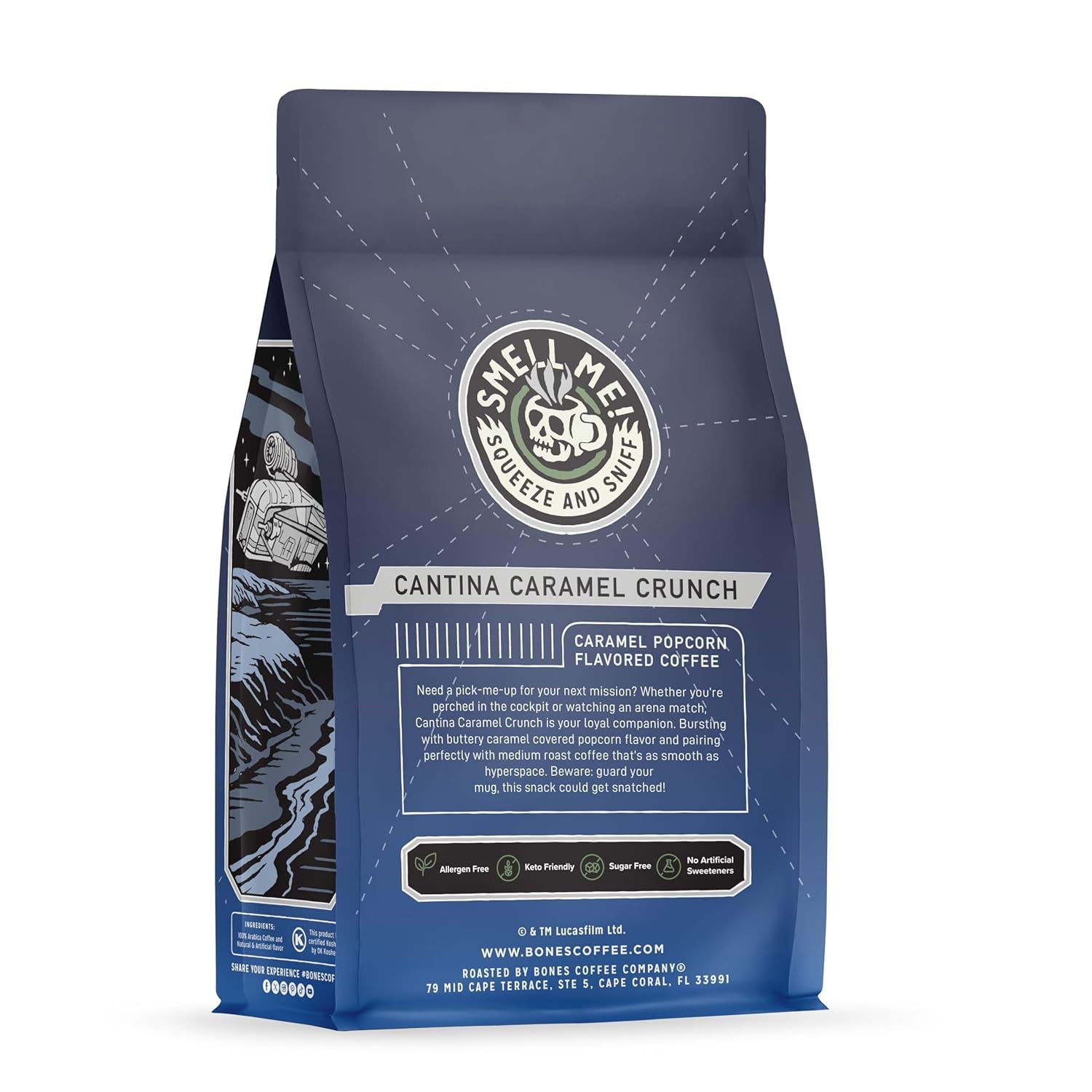 Star Wars Cantina Caramel Crunch Coffee - Indulge in Medium Roast Low-Acid Arabica with Buttery Caramel Popcorn Flavor - 12 Oz