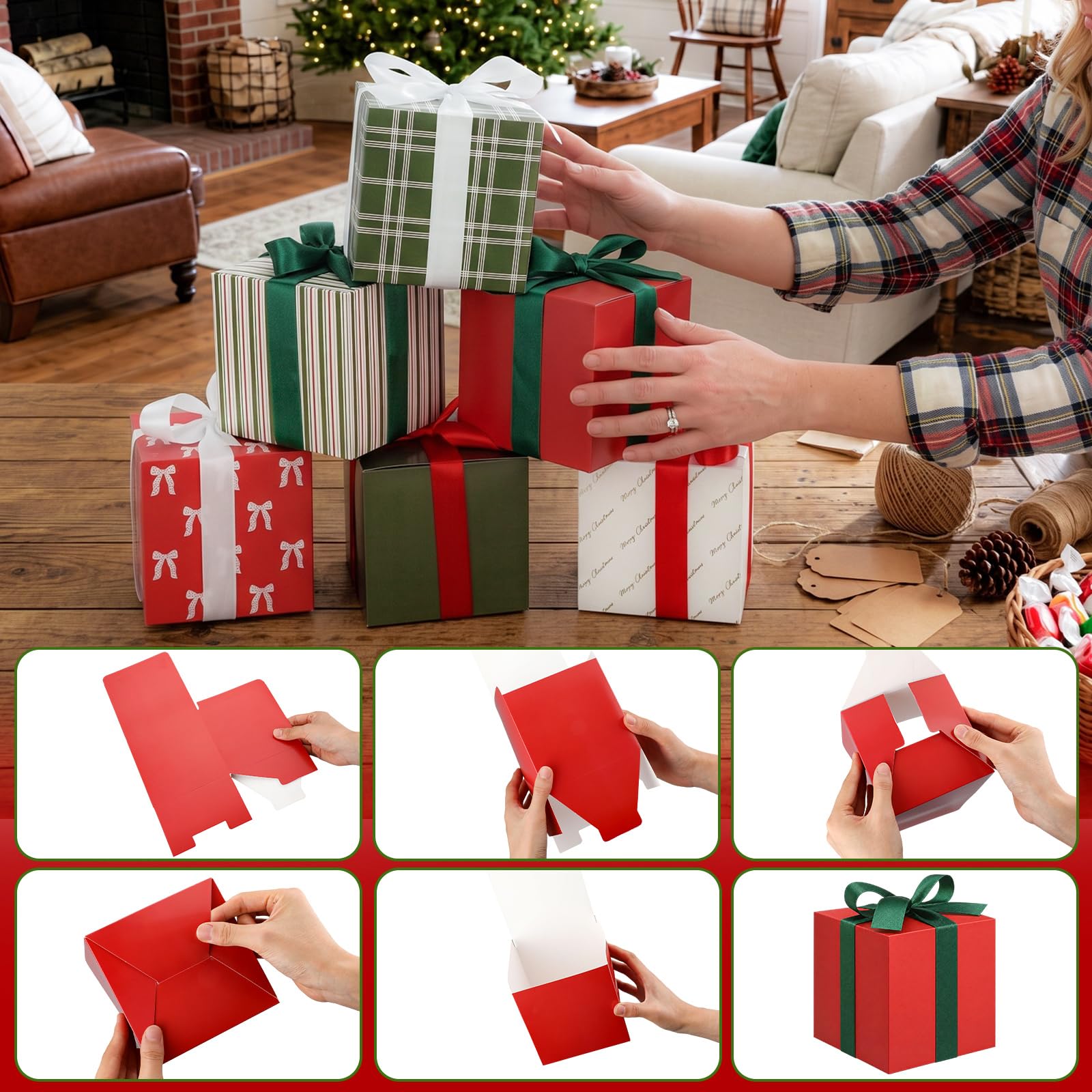 Christmas Mug Gift Boxes with Lids, 24 Pack, 5 x 5 x 5 in