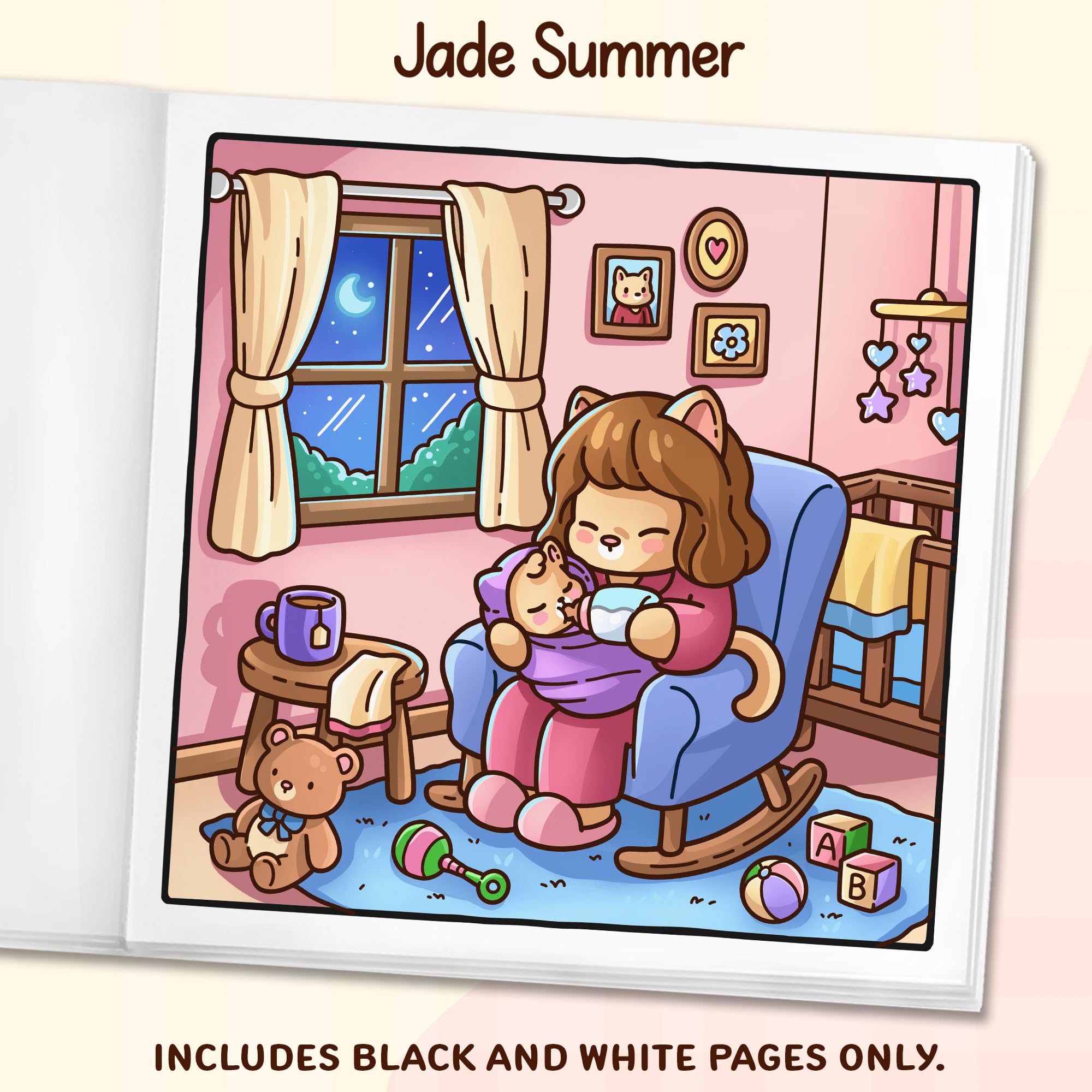 Cozy Moms: Cute Coloring Book for Adults and Teens with Adorable Characters and Heartwarming Family Moments for Relaxation