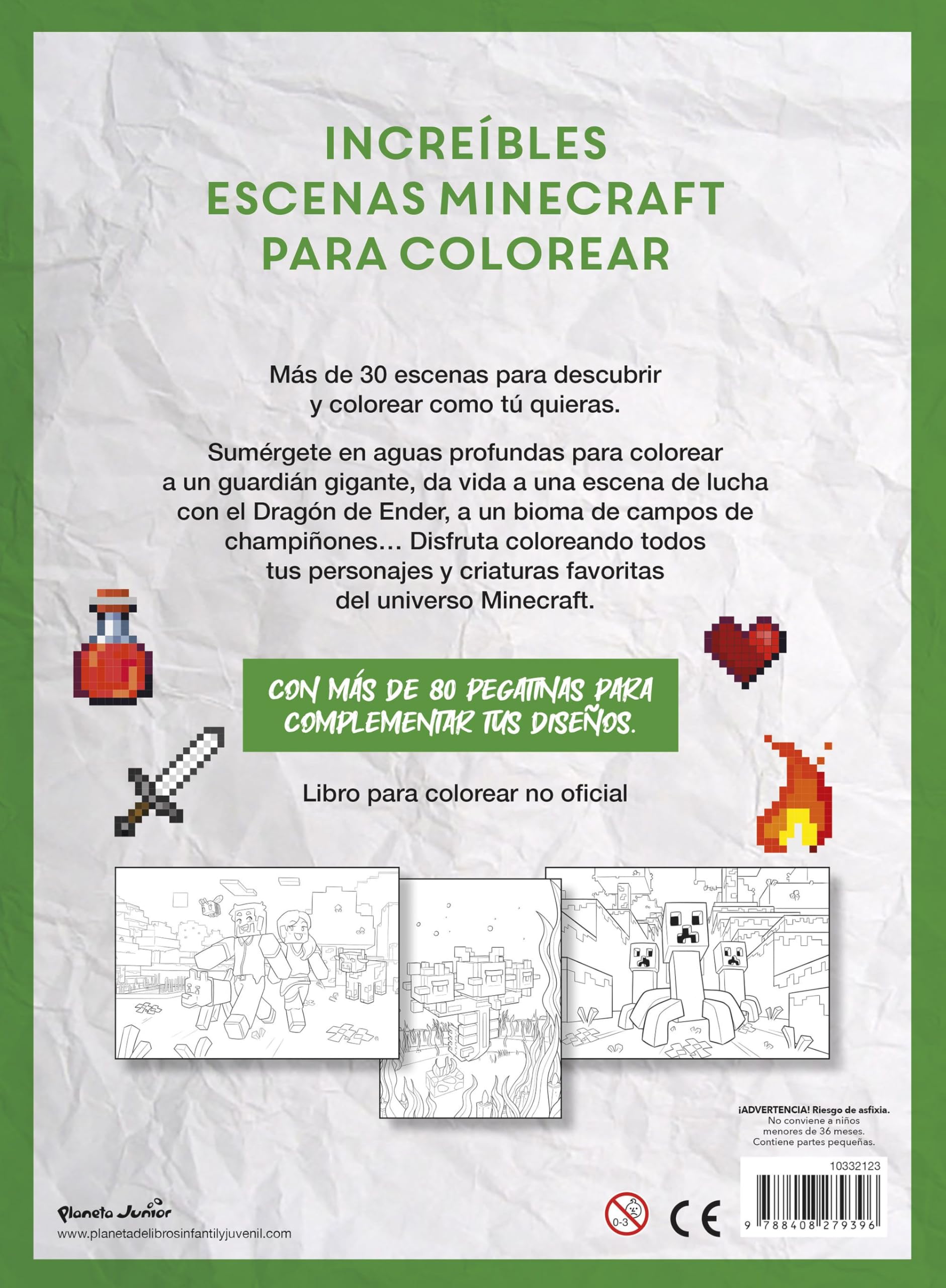 Colorea Minecraft: Más de 30 escenas para colorear con pegatinas