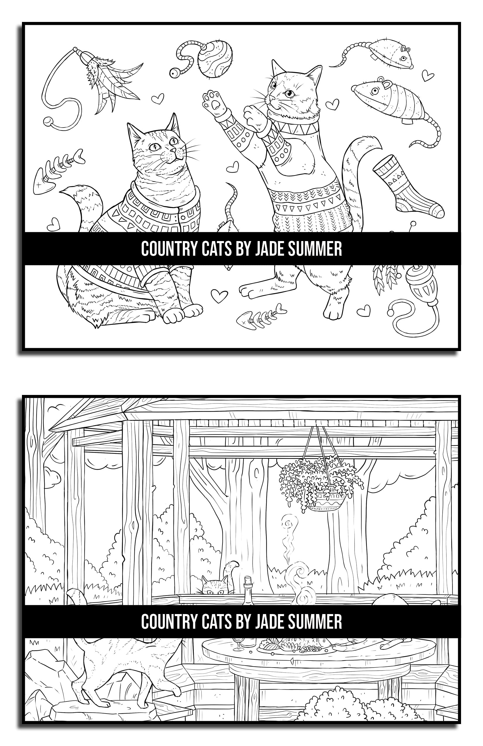 Country Cats Coloring Book: For Adults with Adorable Cats and Relaxing Nature Scenes (Country Coloring Books)