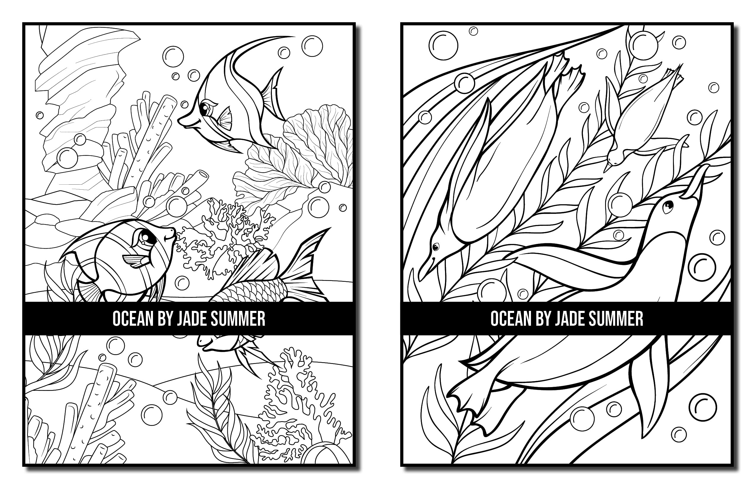 Ocean Coloring Book: For Adults with Cute Tropical Fish, Fun Sea Creatures, and Beautiful Underwater Scenes for Relaxation (Cute Animal Coloring Books)