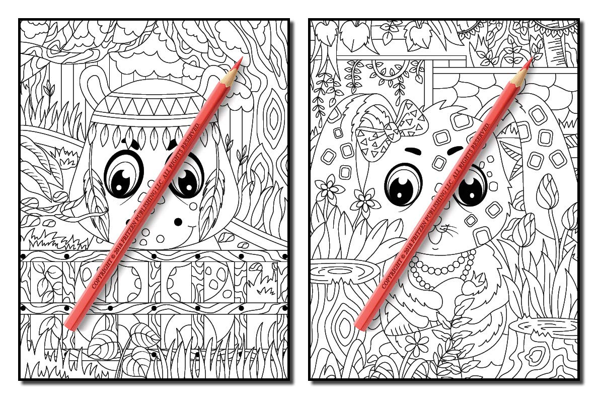 Chibi Animals: An Adult Coloring Book with Adorable Cartoon Animals, Cute Nature Scenes, and Relaxing Patterns for Animal Lovers (Cute Animal Coloring Books)