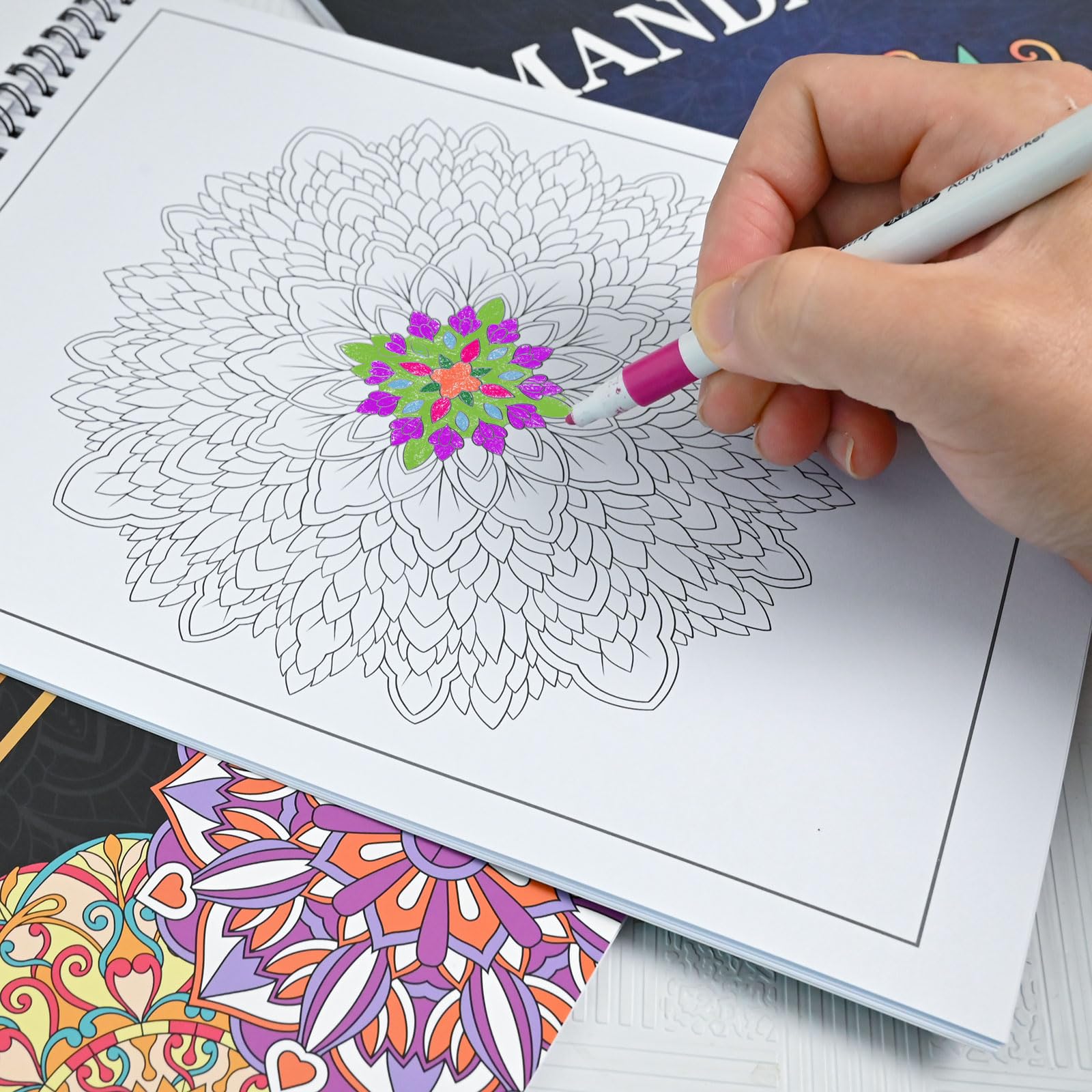 Bondream 3 Pack Adult Coloring Books,60 Mandalas Patterns for Adults Relaxation,Coloring Books for Women to Relax, Anxiety and Depression