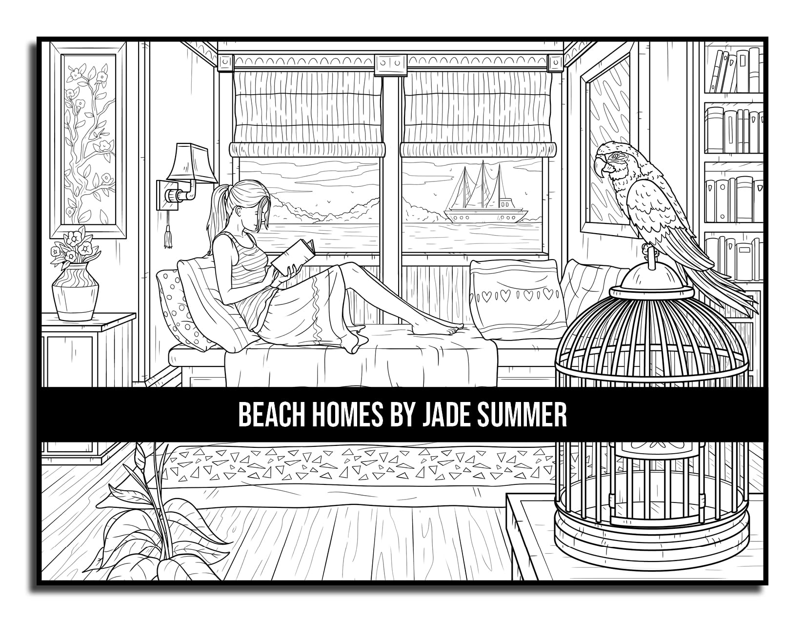 Beach Homes: An Adult Coloring Book with Beautiful Vacation Houses, Charming Interior Designs, and Relaxing Nature Scenes