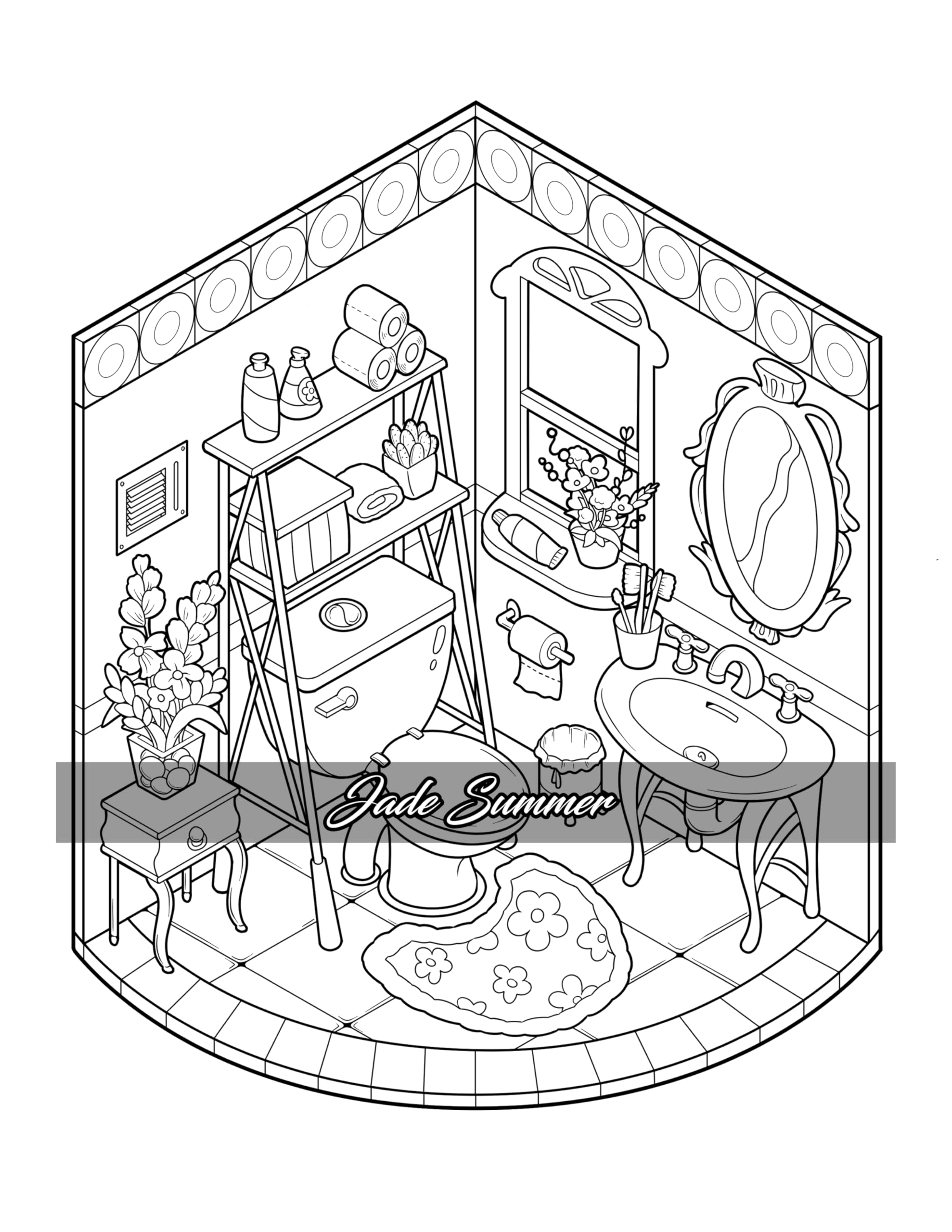 Tiny Rooms: Cute Coloring Book for Adults and Teens with Cozy Homes for Relaxation