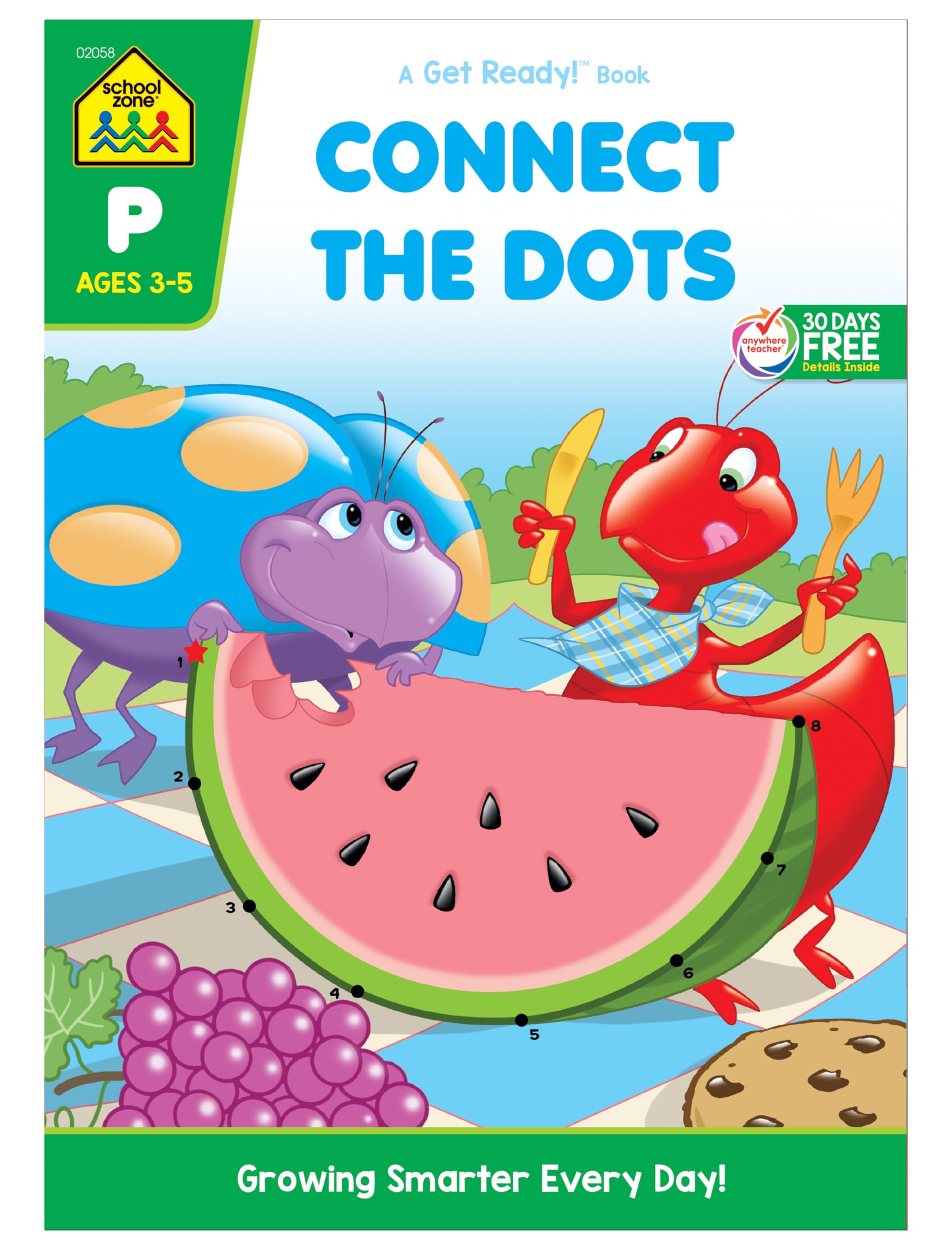 School Zone Connect the Dots Workbook: 32 Pages, Preschool, Kindergarten, Dot-to-Dots, Counting, Number Puzzles, Numbers 1-10, Coloring, Ages 3 to 5 (Get Ready! Book Series)
