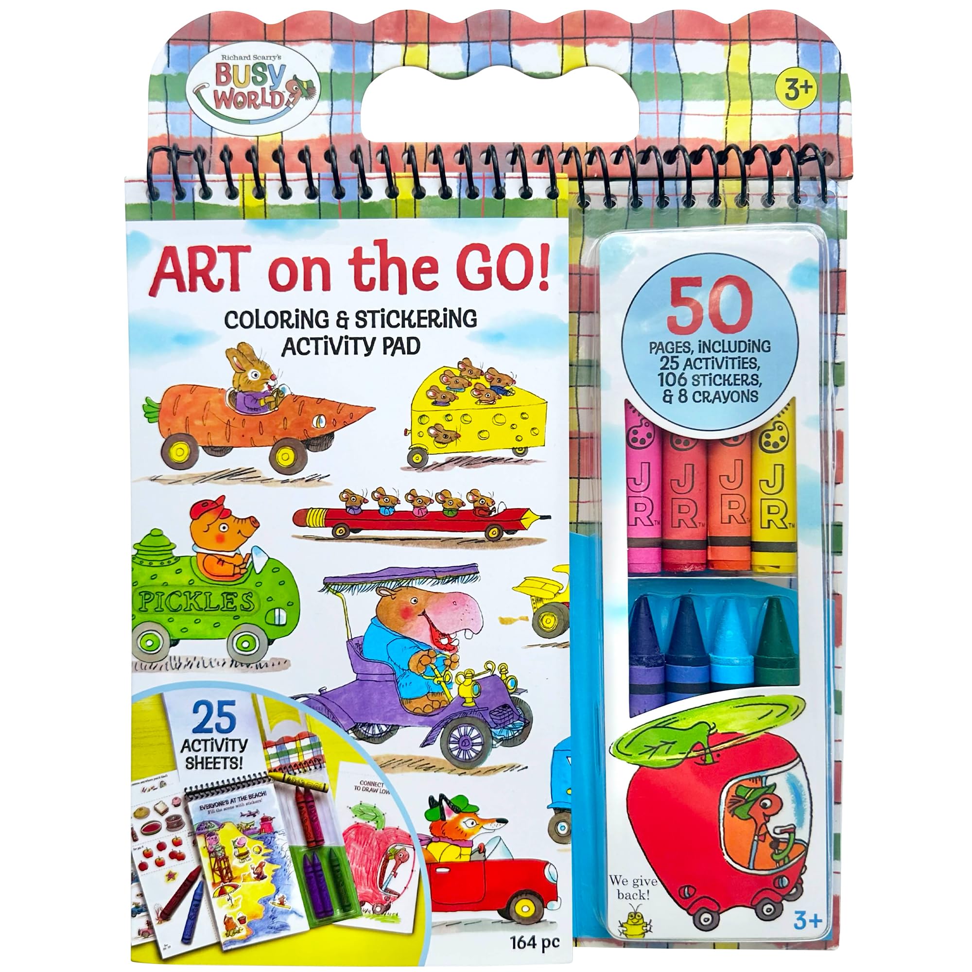 Bright Stripes Richard Scary Busy World Art on The Go Travel Coloring Kit for Kids Ages 3+ | Coloring & Sticker Activity Set with Crayons | Screen-Free Creative Fun for Toddlers & Young Children